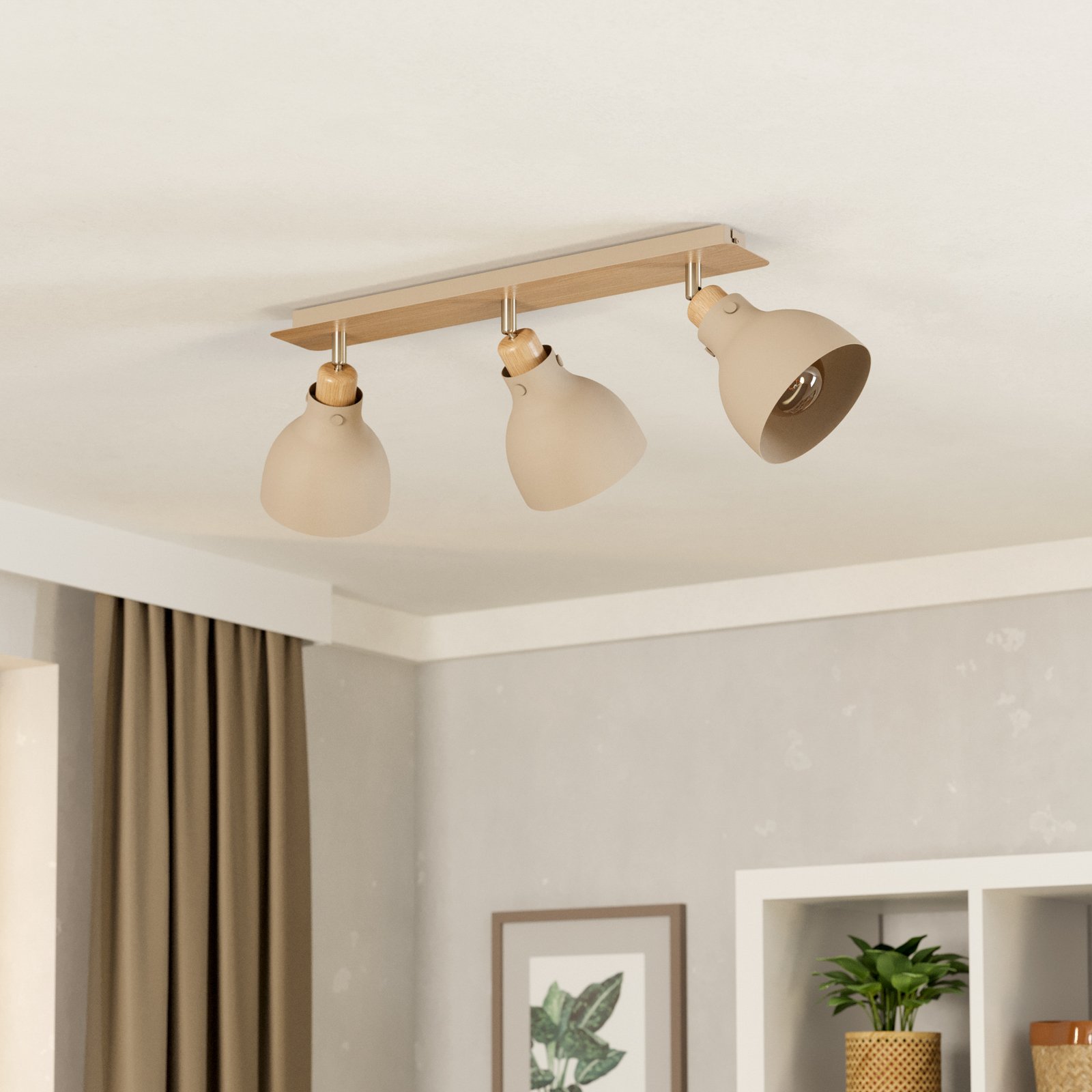 Griestu gaismeklis Arrecife smilšu/koka izskats, trīs lampas Griestu gaismeklis Arrecife smilšu/koka izskats, trīs lampas