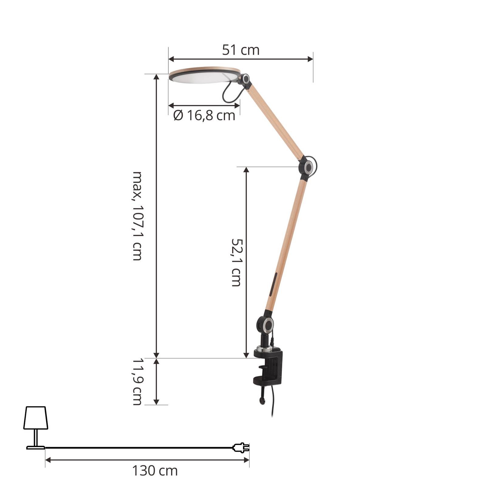 Lampa z klipsem LED Nyxaris, złota, metal, CCT, 52 cm