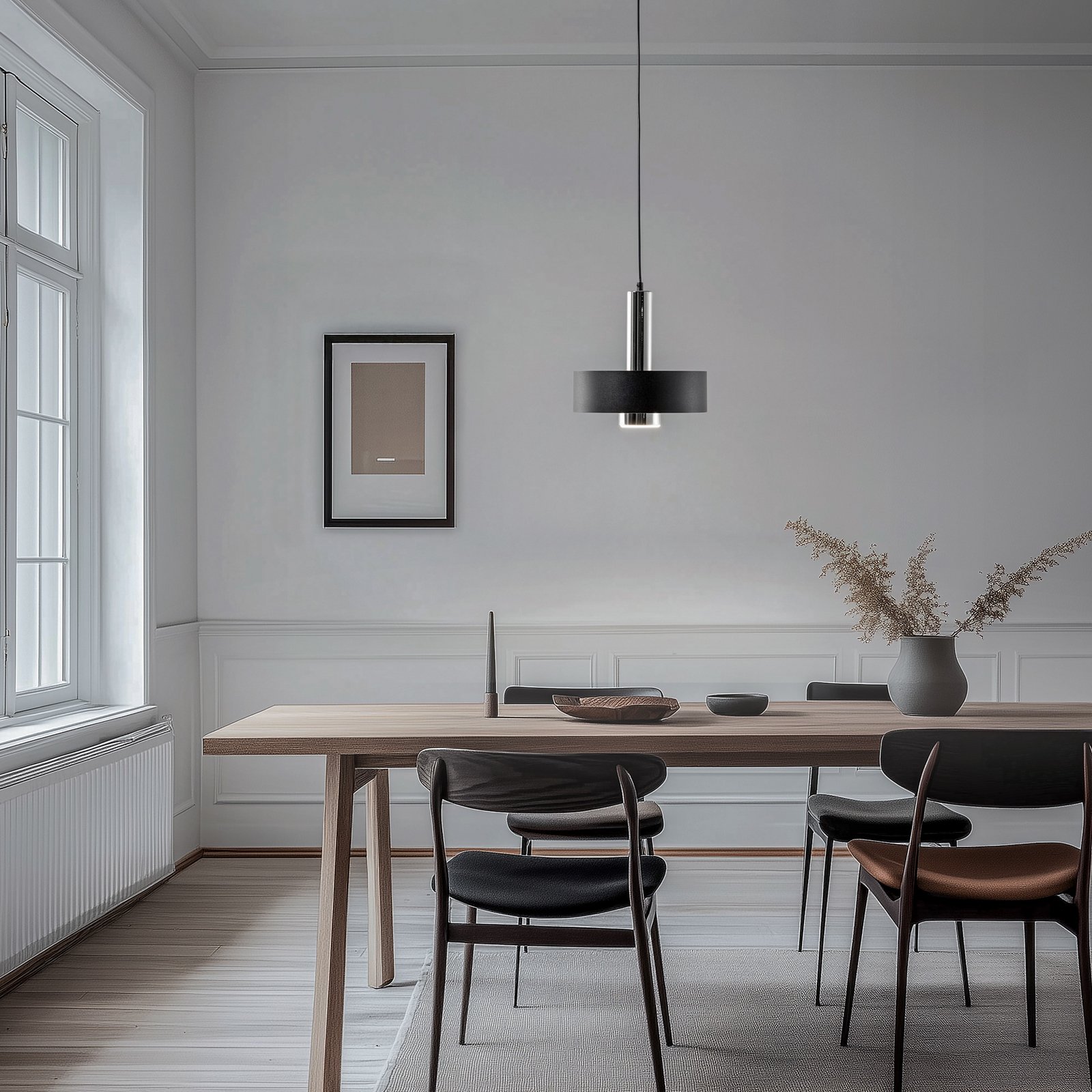 Lampă suspendată Rif Lux, negru/argintiu, Ø 25 cm, oțel Lampă suspendată Rif Lux, negru/argintiu, Ø 25 cm, oțel