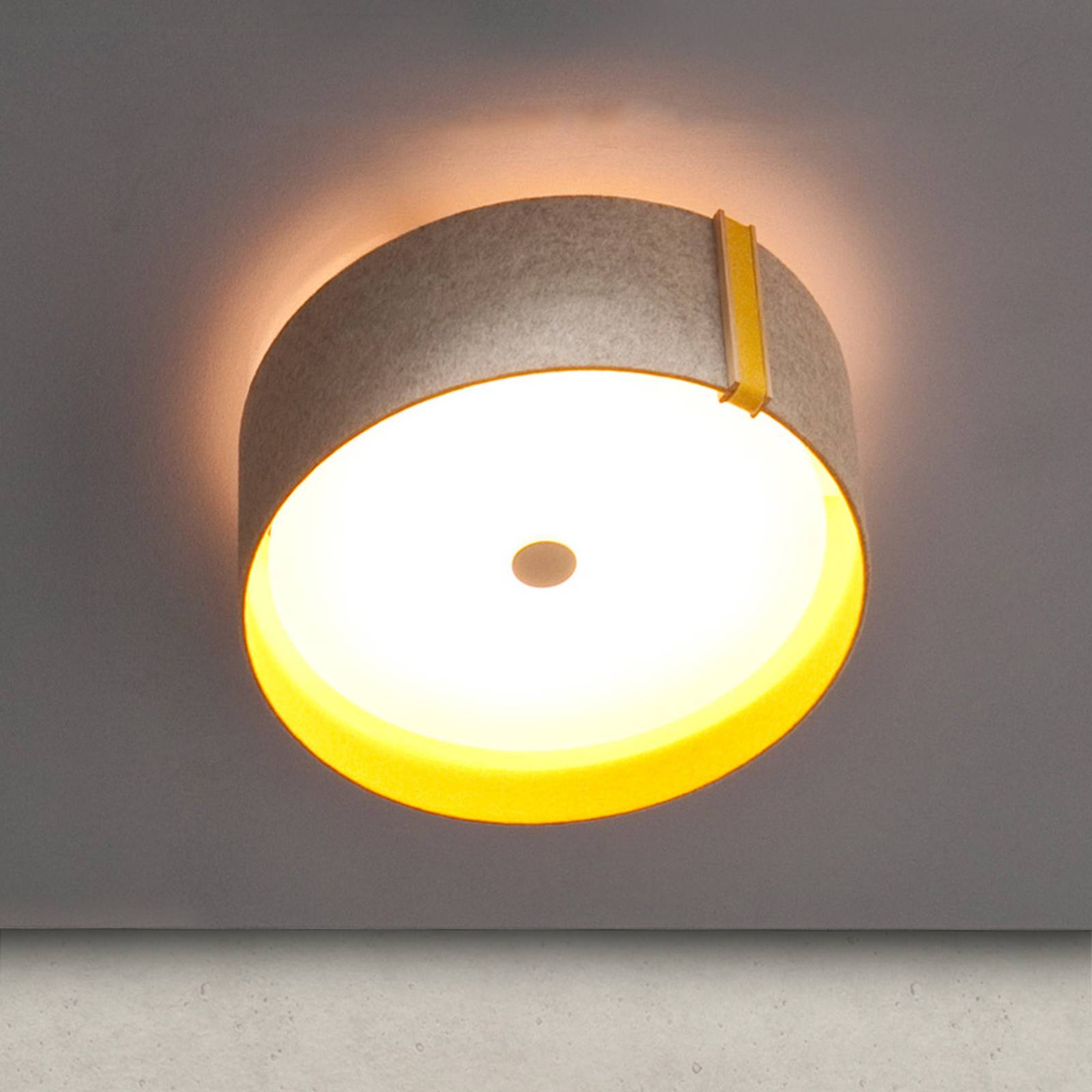 Lampa sufitowa Lara z filcu LED szaro-kurczowa