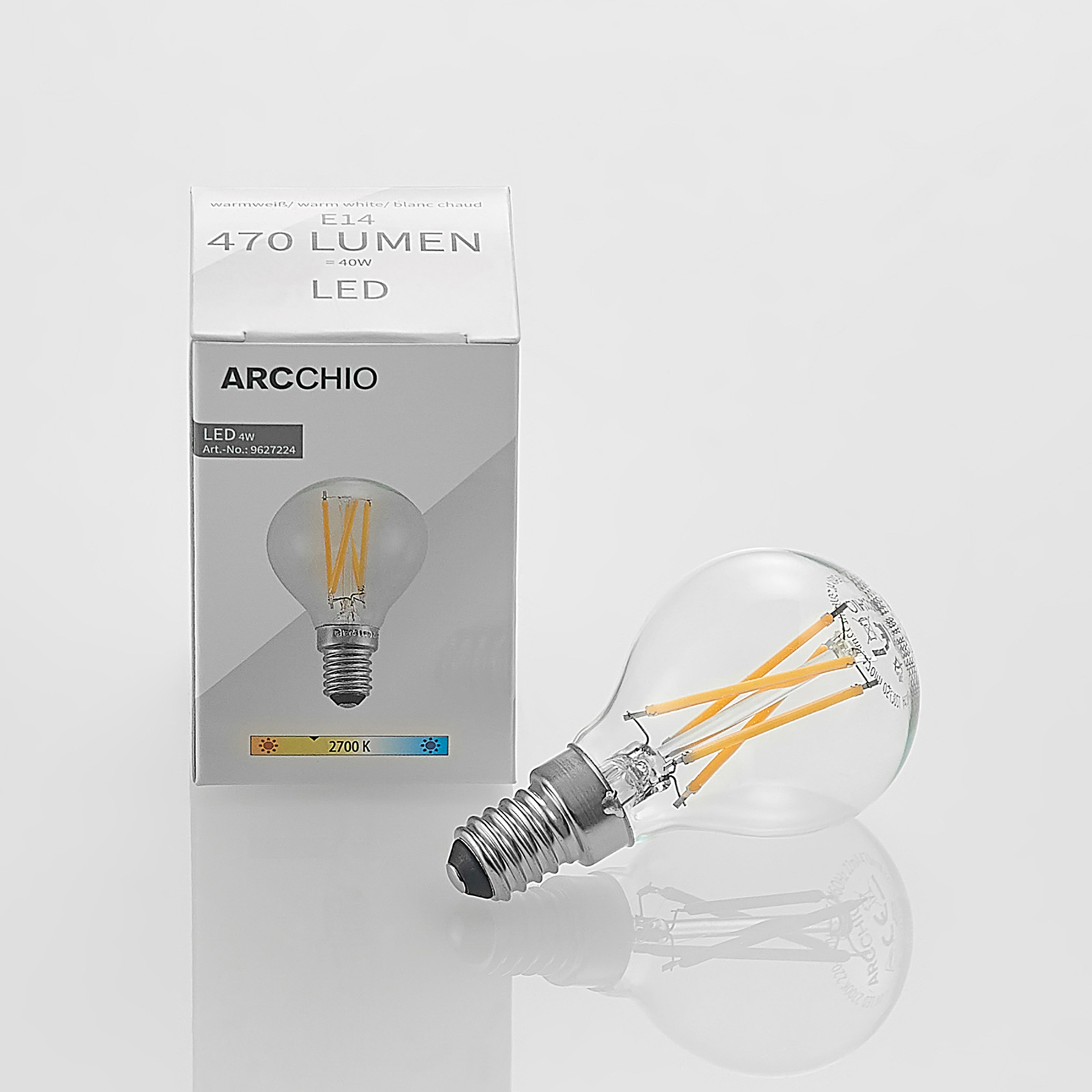 Filament LED bulb E14 4W 2700K teardrop dim 3-pack