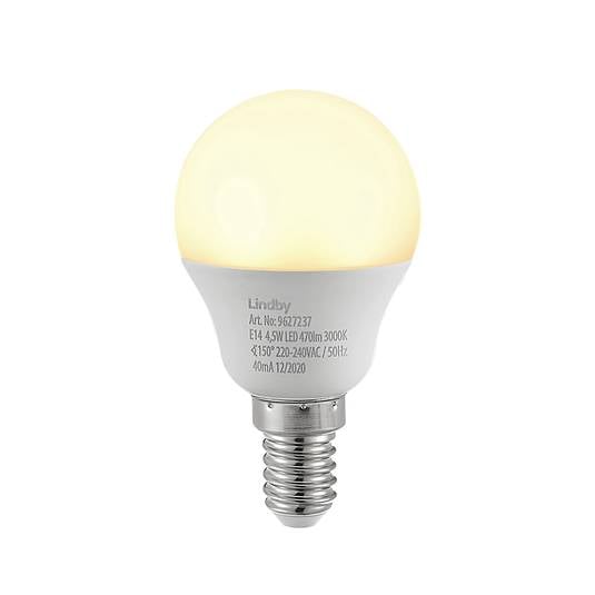 Lindby LED kvapková žiarovka E14 G45 4,9W 3000K opál