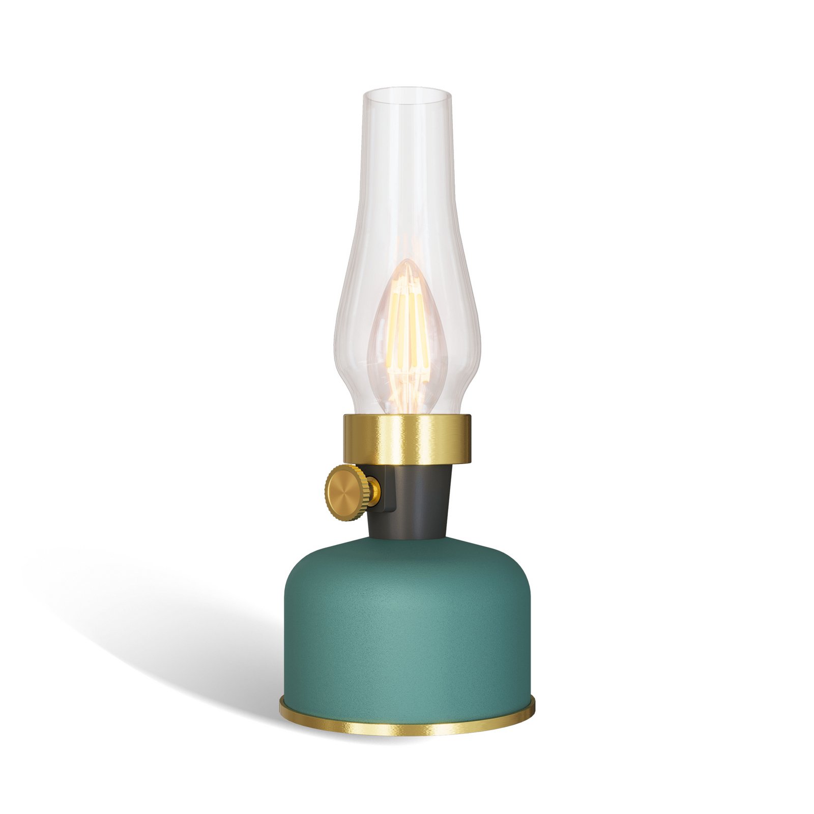 Calex LED-Akku-Tischleuchte Lavinio, grün, Laterne, Dimmer