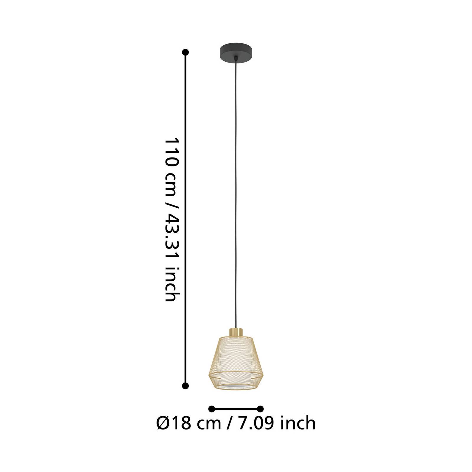 Żyrandol Ciudadela, Ø 18 cm, czarna/mosiężna, stal