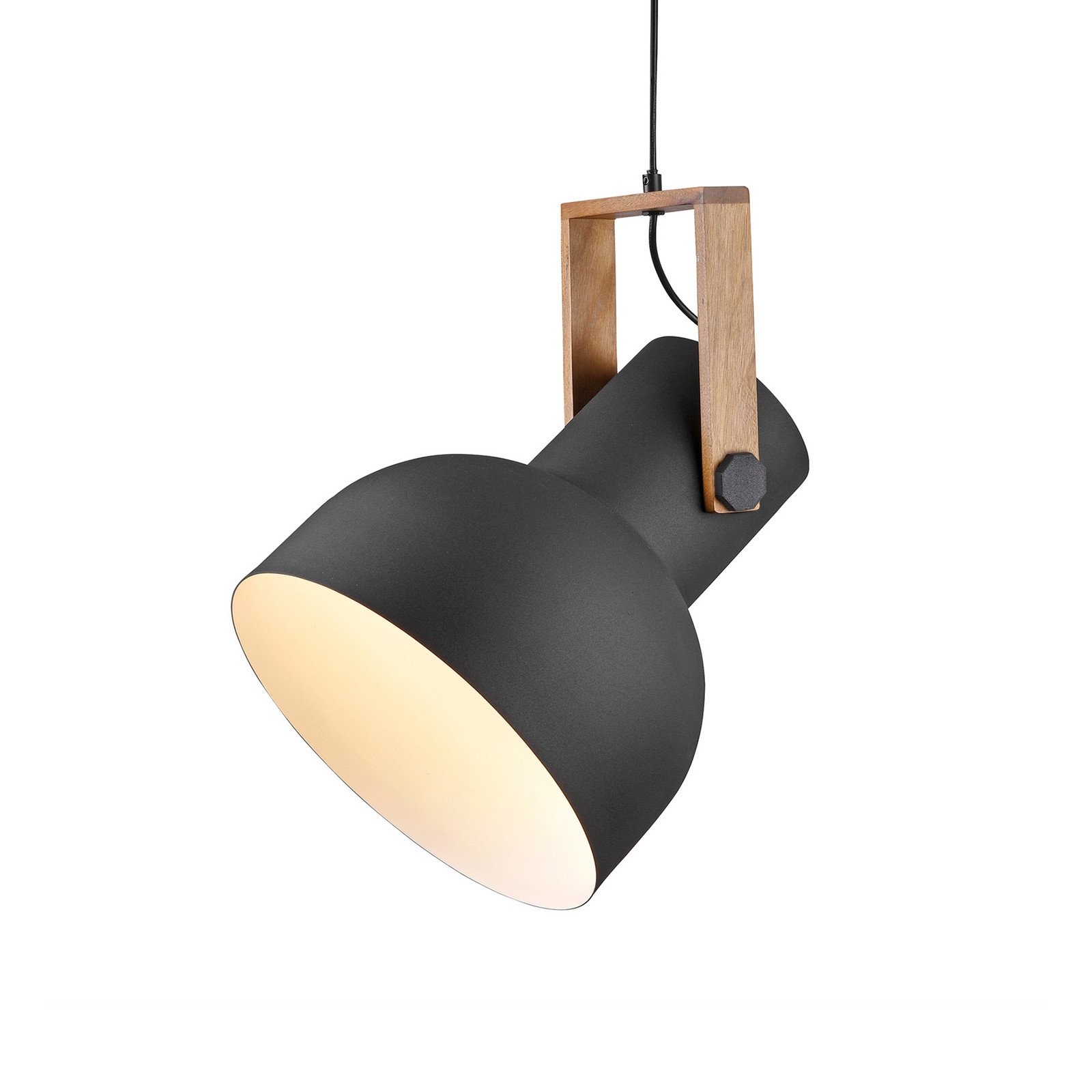 JUST LIGHT. DOAR LUMINĂ. Lampă suspendată Cup 2.0 Ø30cm 1 lumină negru - Camera de zi / sufragerie - Design industrial - negru lemn deschis - Metal