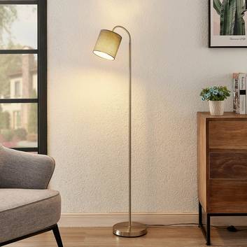 Lindby Manu floor lamp, textile, one-bulb, grey