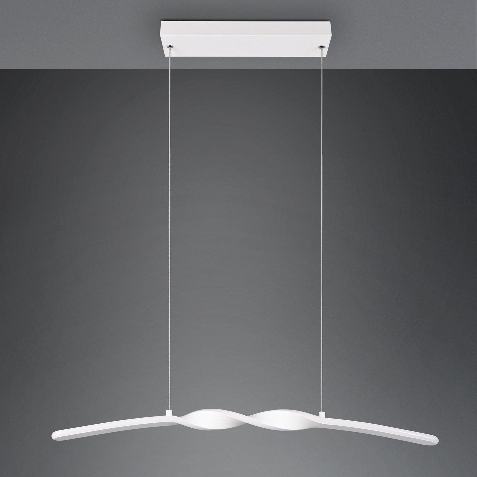 LED-Pendelleuchte Ginko, weiß matt, Metall, Länge 79 cm
