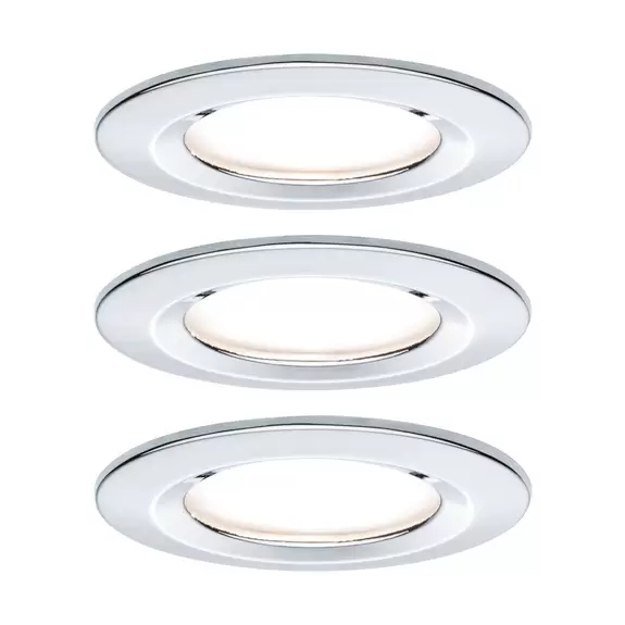 Lampenwelt Paulmann LED-Einbauspot Nova Coin 3er chrom rund dimmbar