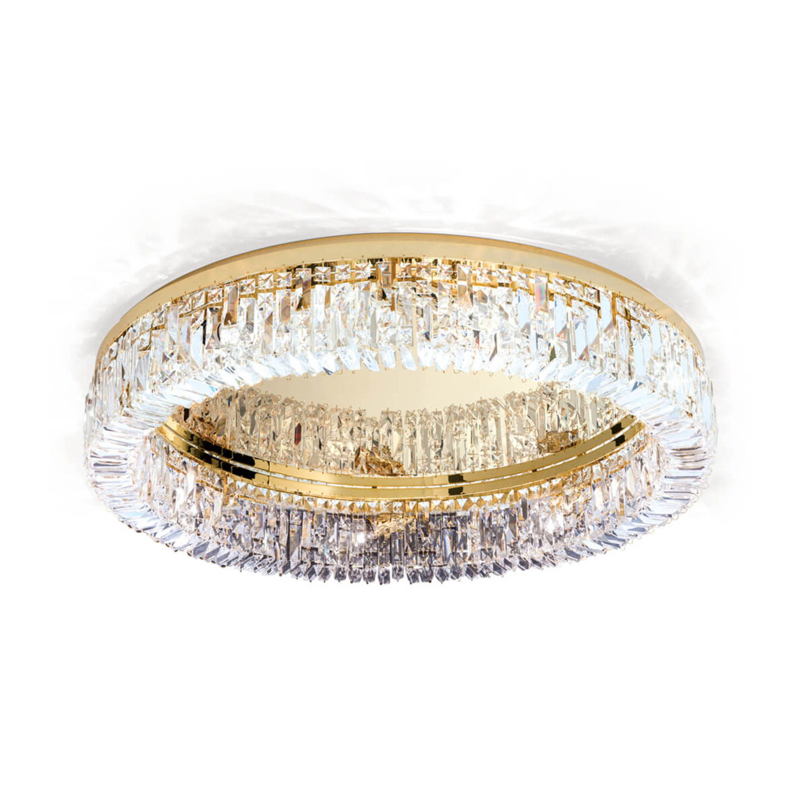 Ring crystal ceiling lamp - 24 carat gold-plated