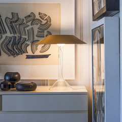 Foscarini Lámpara de mesa LED Chapeaux M, amarillo ocre