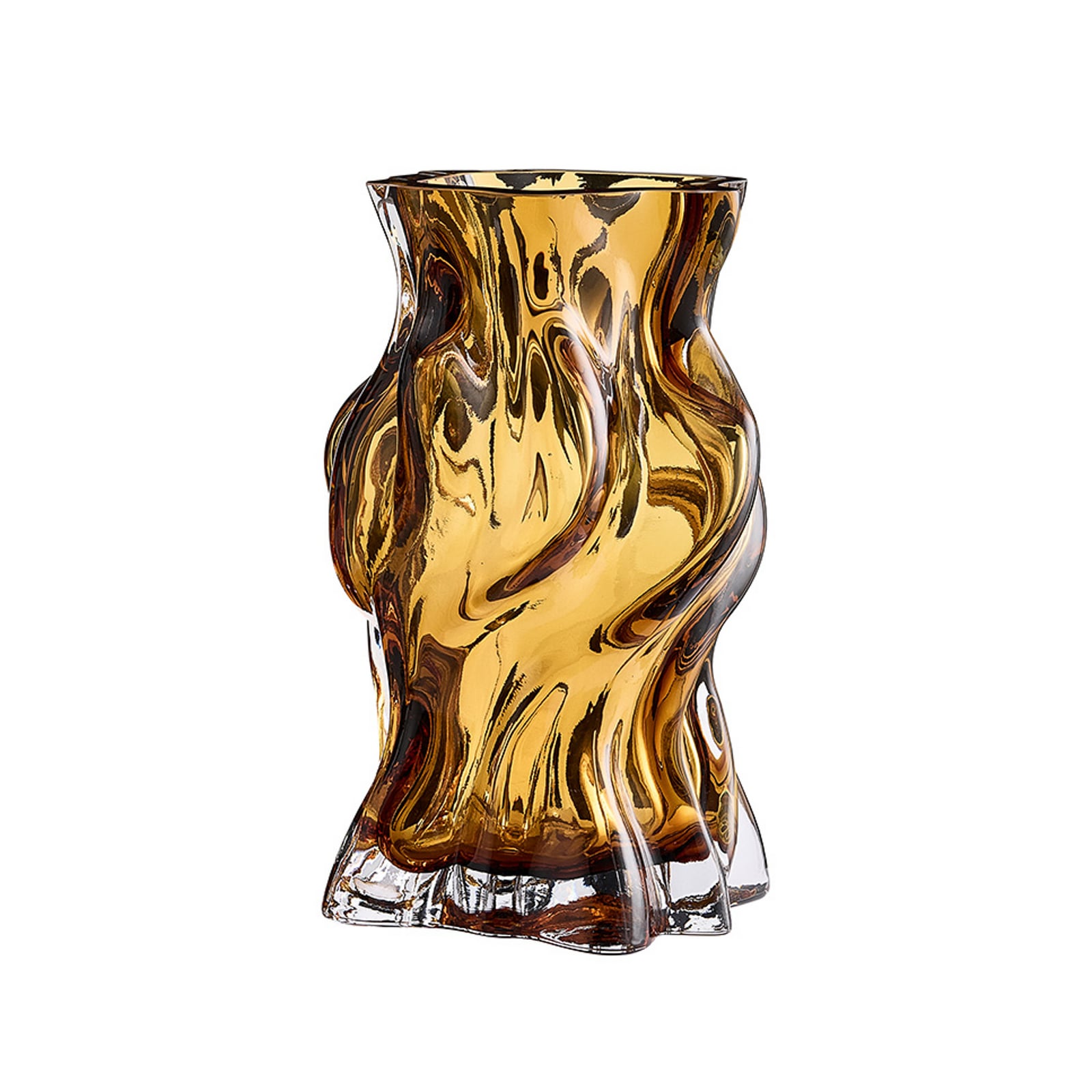 Vena Vase, ravfarvet, højde 29 cm, længde 20 cm, glas – AYTM Vena Vase, ravfarvet, højde 29 cm, længde 20 cm, glas – AYTM