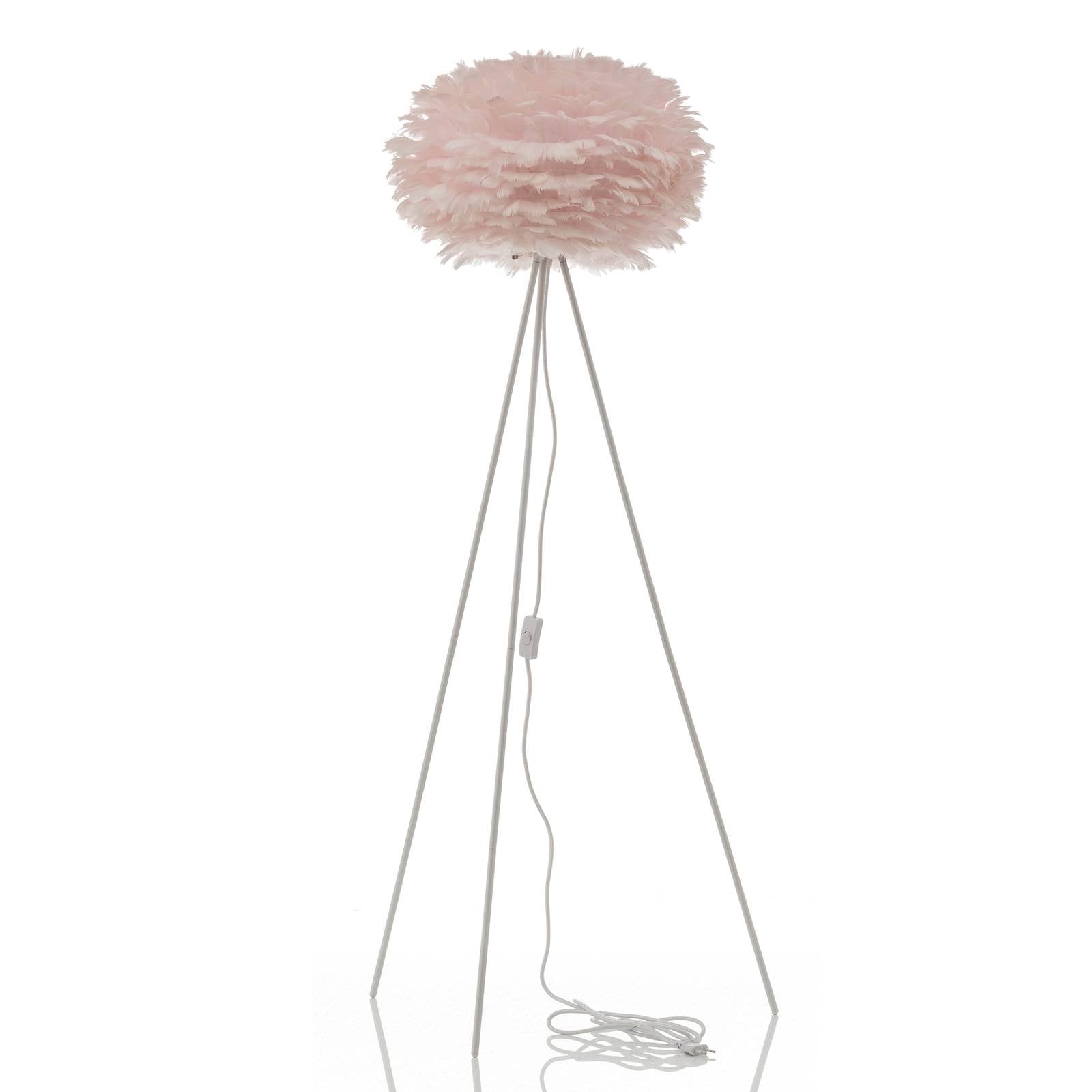 UMAGE Eos medium floor lamp pink, tripod white, for Living / Dining Room, goose feathers, paper, steel, aluminium, E27, 15 W, H: 141 cm