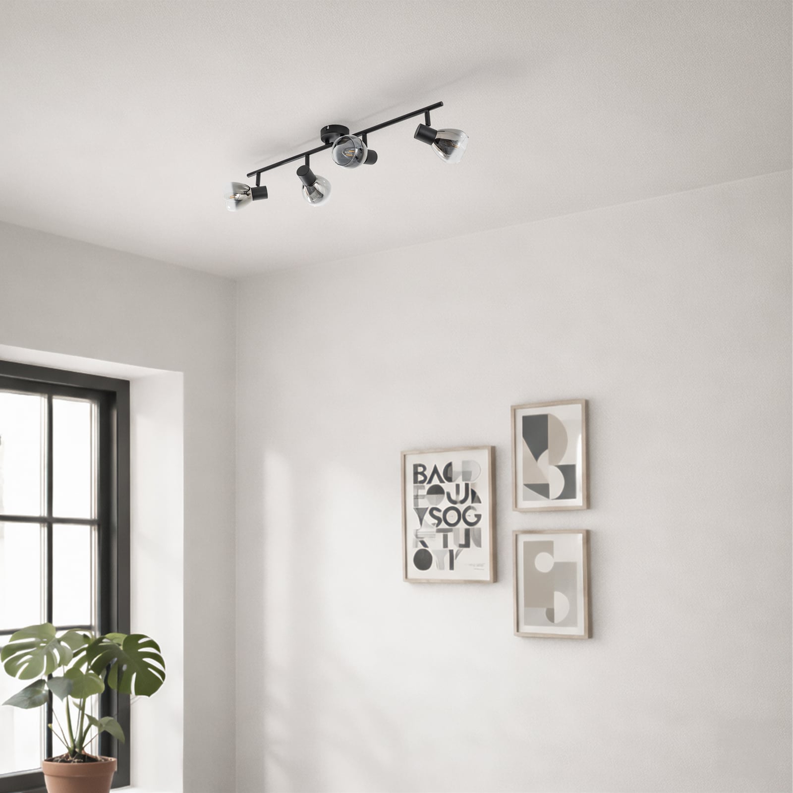 Stropní svítidlo Lindby Pendura, 4 světla, černá, sklo