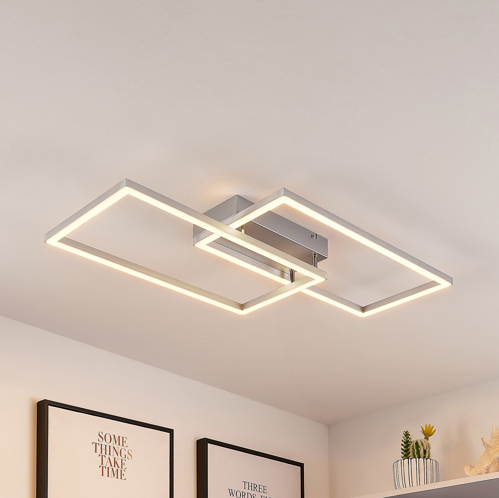 Lucande Muir LED φωτιστικό οροφής, ορθογώνιο