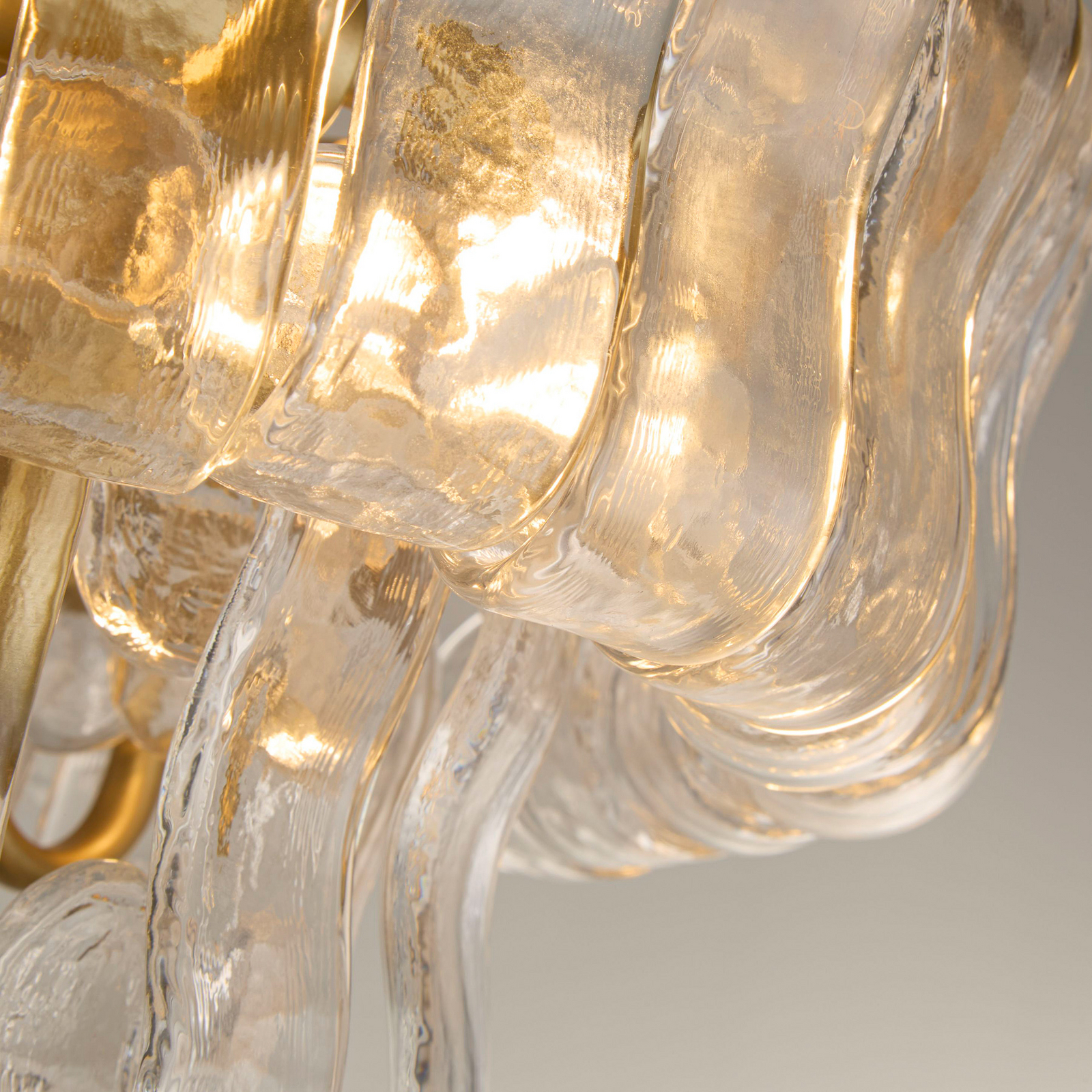 Plafón Bowlight, color dorado/transparente, cristal, metal, E14