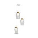Hanglamp Nora, wit, transparant 3-lamps, rond, glas