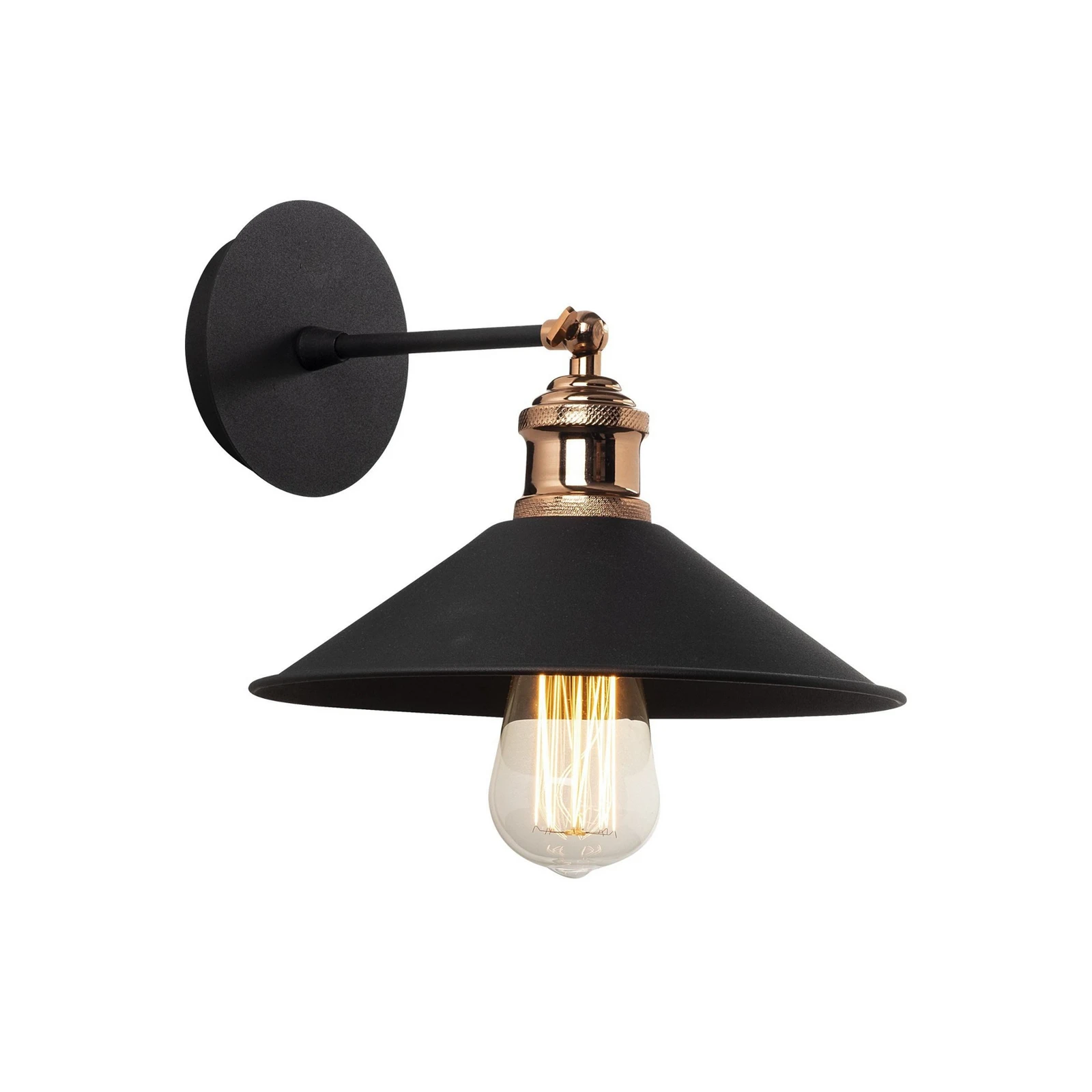 Nástěnné světlo Berceste N-663, černá/měď, železo, Ø 24 cm