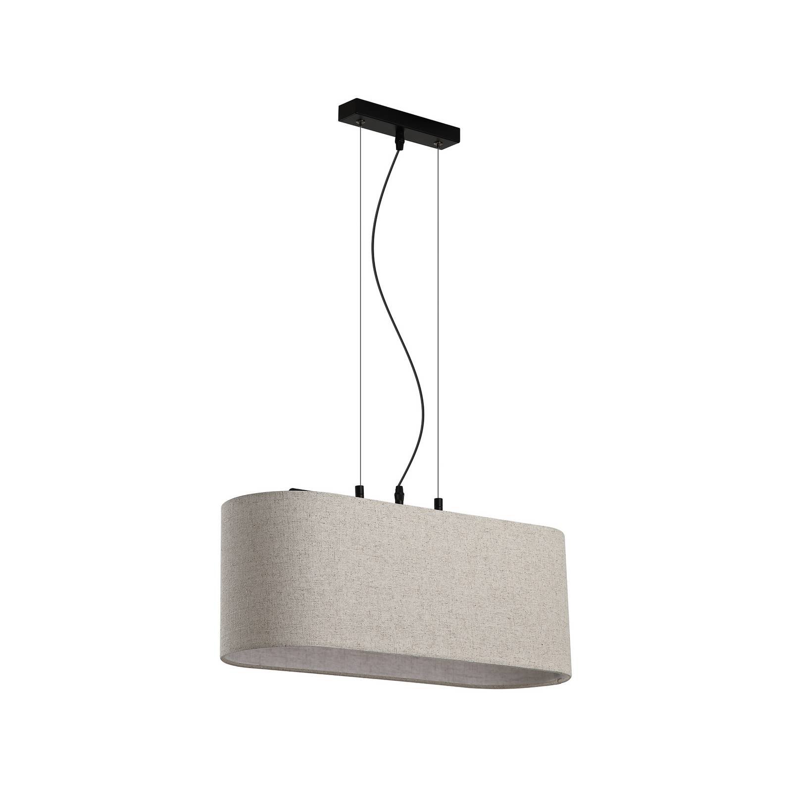 Pendellampe Hessian, Länge 60 cm, naturweiß, Leinen/Metall