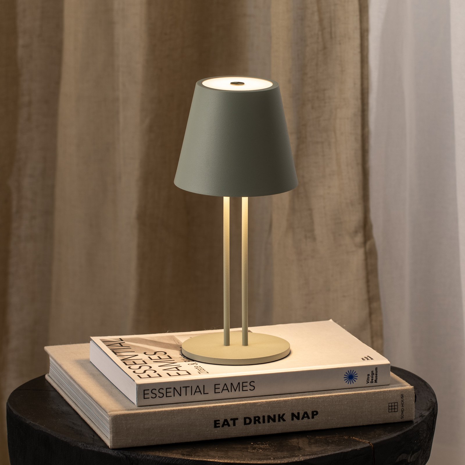 Lindby LED rechargeable table lamp Janea TWIN, green, metal