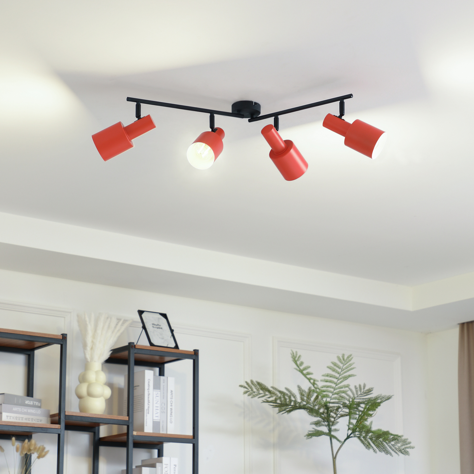 Lindby spot pour plafond Ovelia, orange/noir, 4 lampes, fer