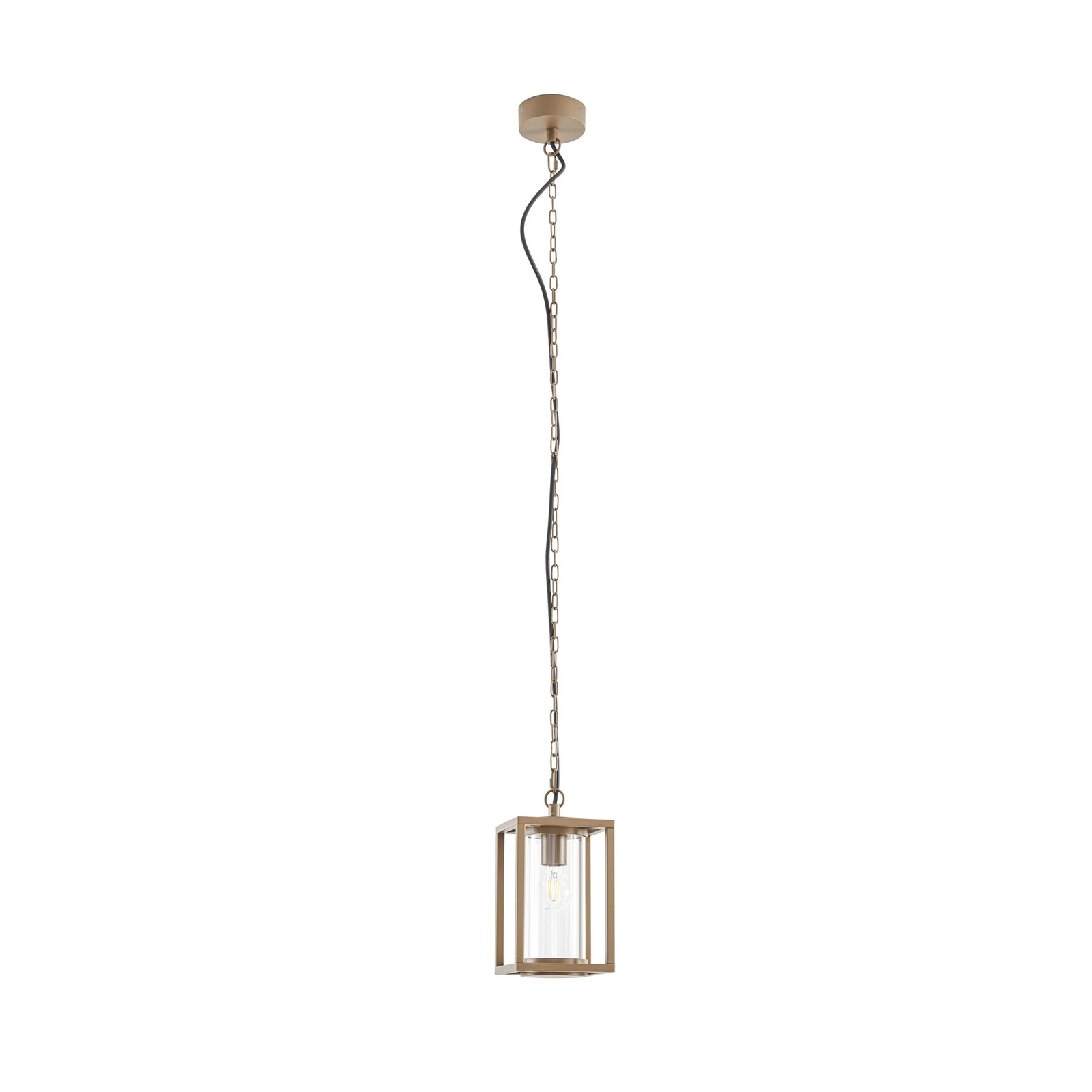 Lucande Außenhängeleuchte Ferda, braun, IP44, Glas, E27
