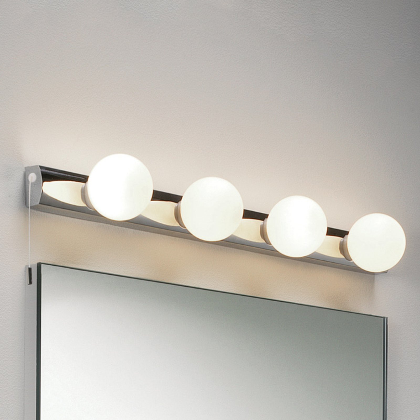 Astro Cabaret Wall Light Attractive with Pull Switch, for Bathroom, Opal glass, metal, G9, 25 W, energy efficiency: A++, W: 55 cm, H: 6.5 cm