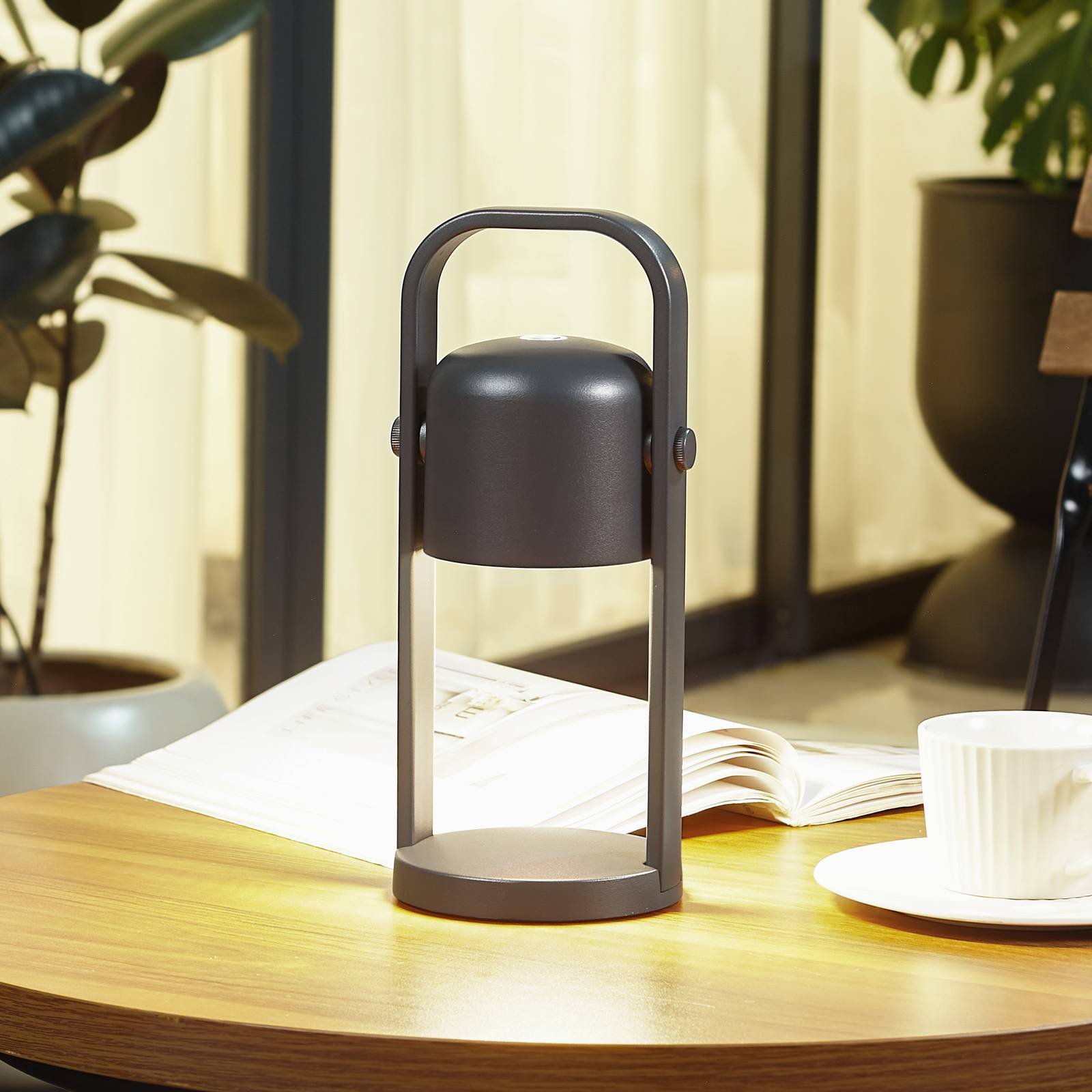 Lindby lampe de table LED rechargeable Kalevi noir aluminium CCT