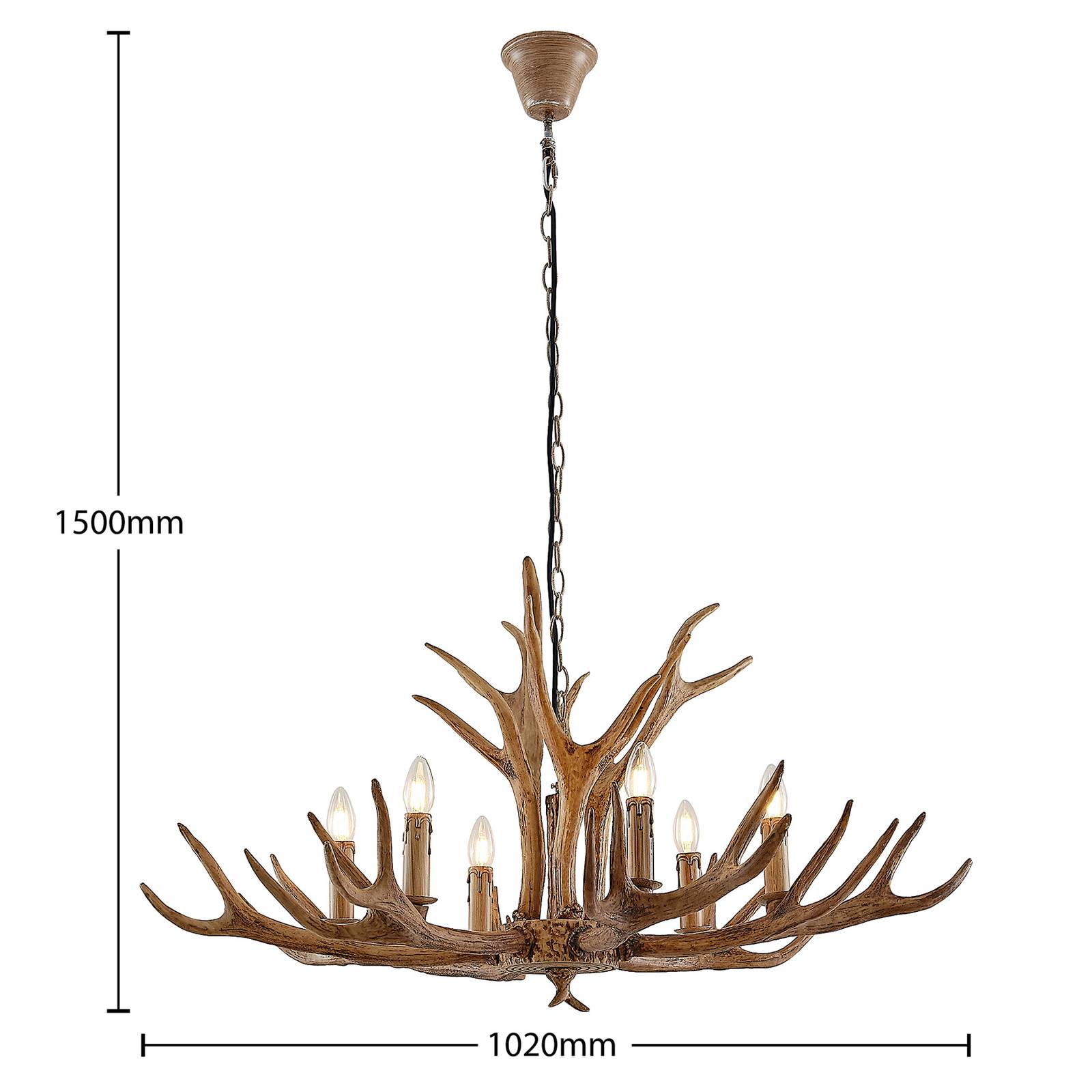 Lindby Tejask żyrandol, poroże, 6-pkt., 102 cm