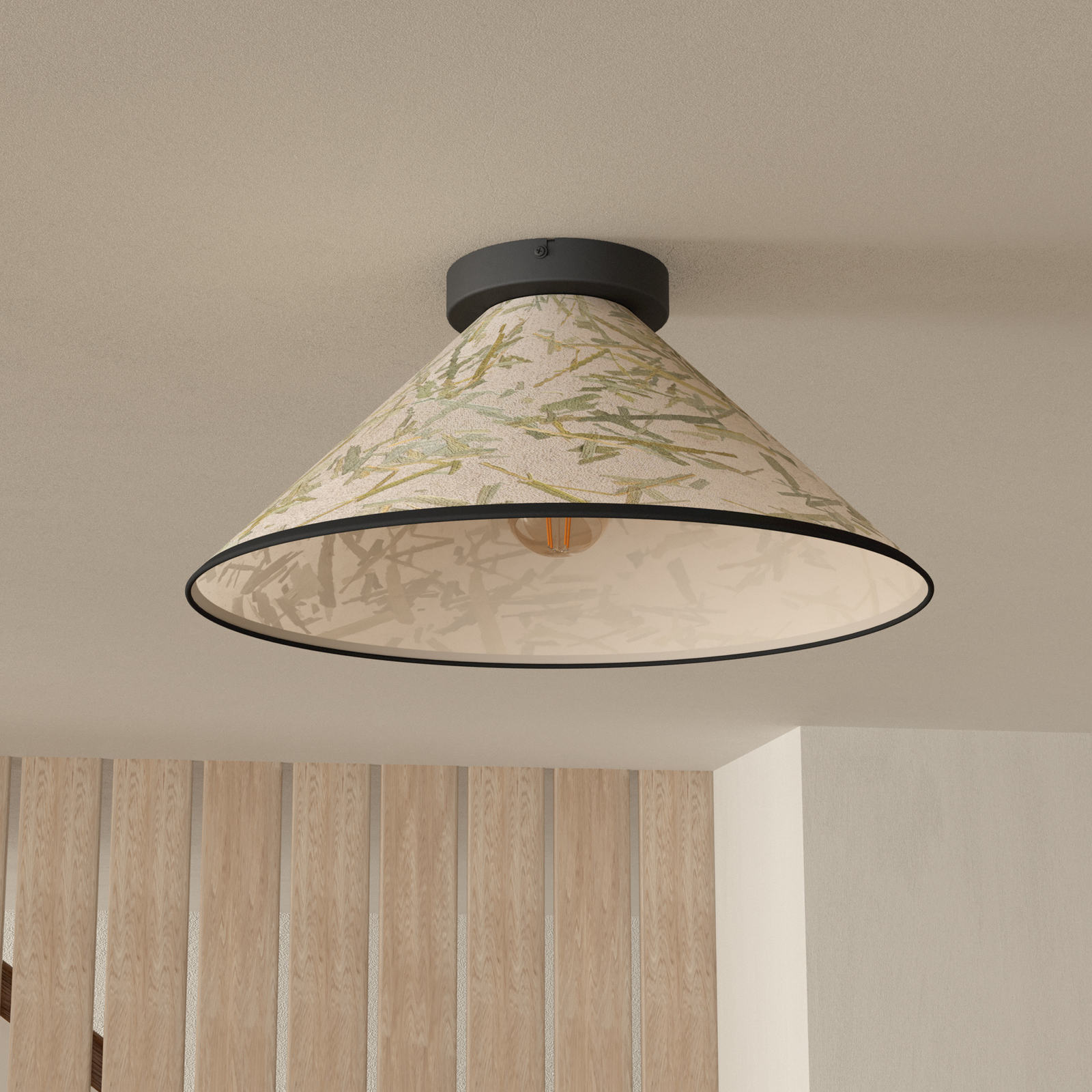 Plafonieră Oxpark, Ø 42 cm, verde/alb/negru, material textil