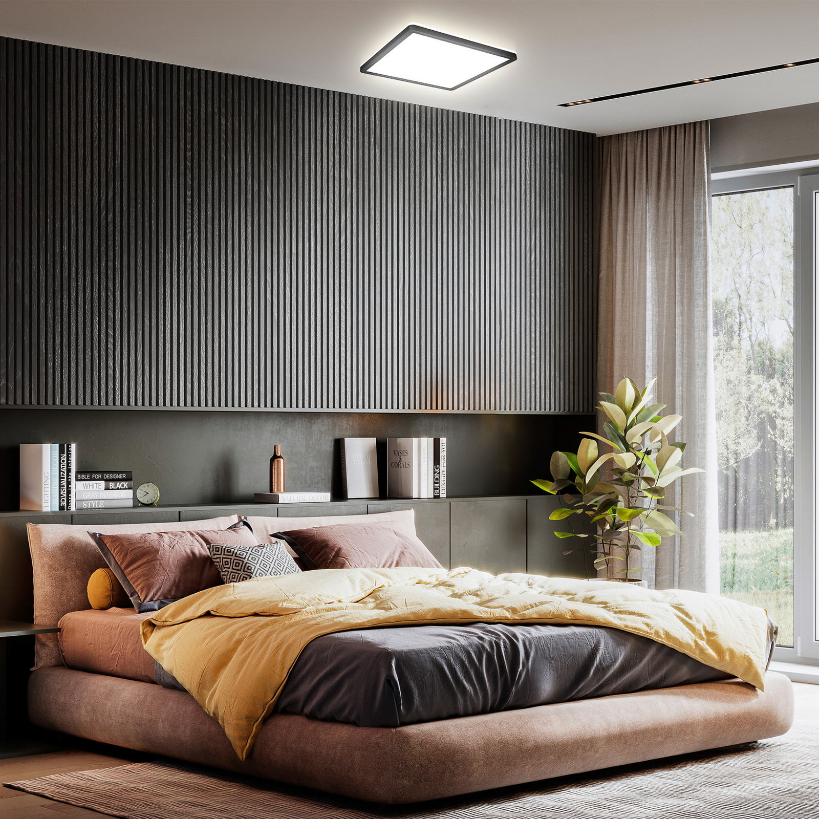 LED paneel Slim met afstandsbediening RGBW, 29 x 29 cm, zwart,