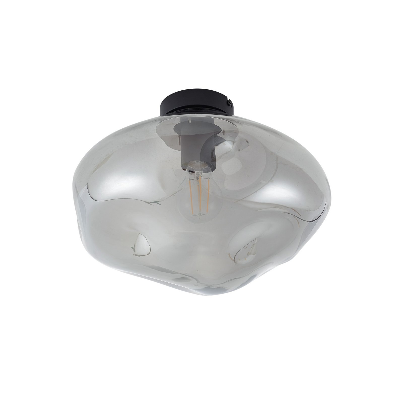 Plafoniera Lindby Lelia, grigio fumo, vetro, Ø 35 cm