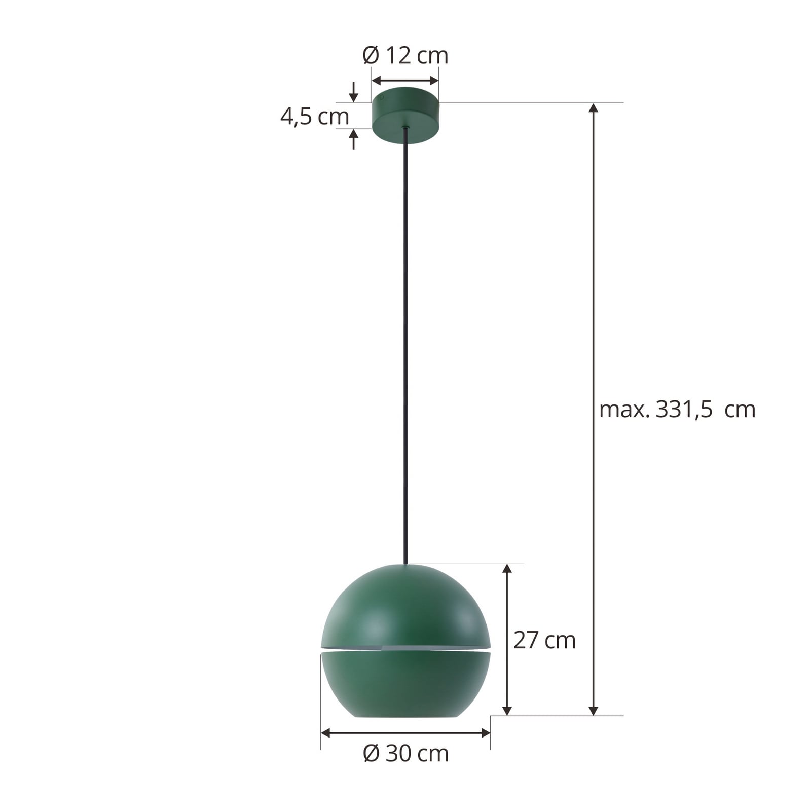 Lush Hängeleuchte, grün, Ø 30 cm, Aluminium, E27- NOLA