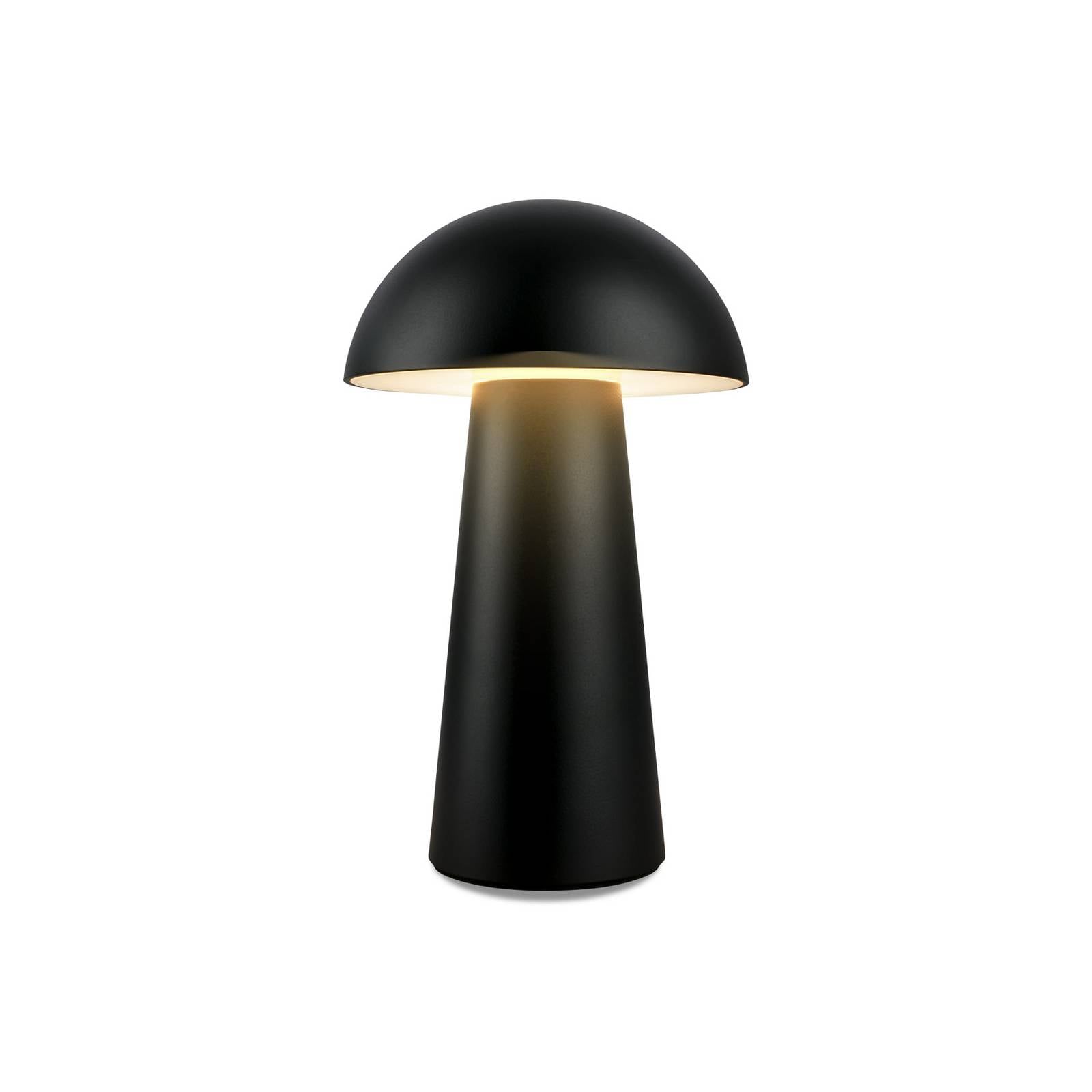 LED-Akku-Tischleuchte Fungo Mini, schwarz, Touch, Kunststoff