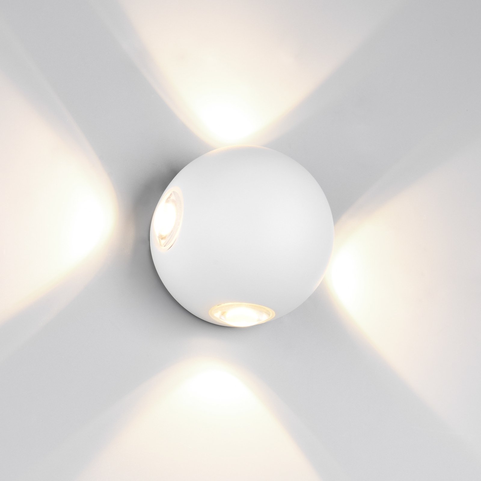 LED-ulkoseinävalaisin Avisio, mattavalkoinen, 4 valoa, puoliympyrän