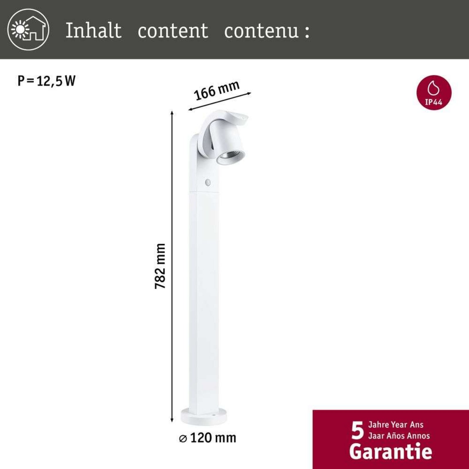 Cuff Lampă de Stâlp w/Sensor SWR Alb - Paulmann