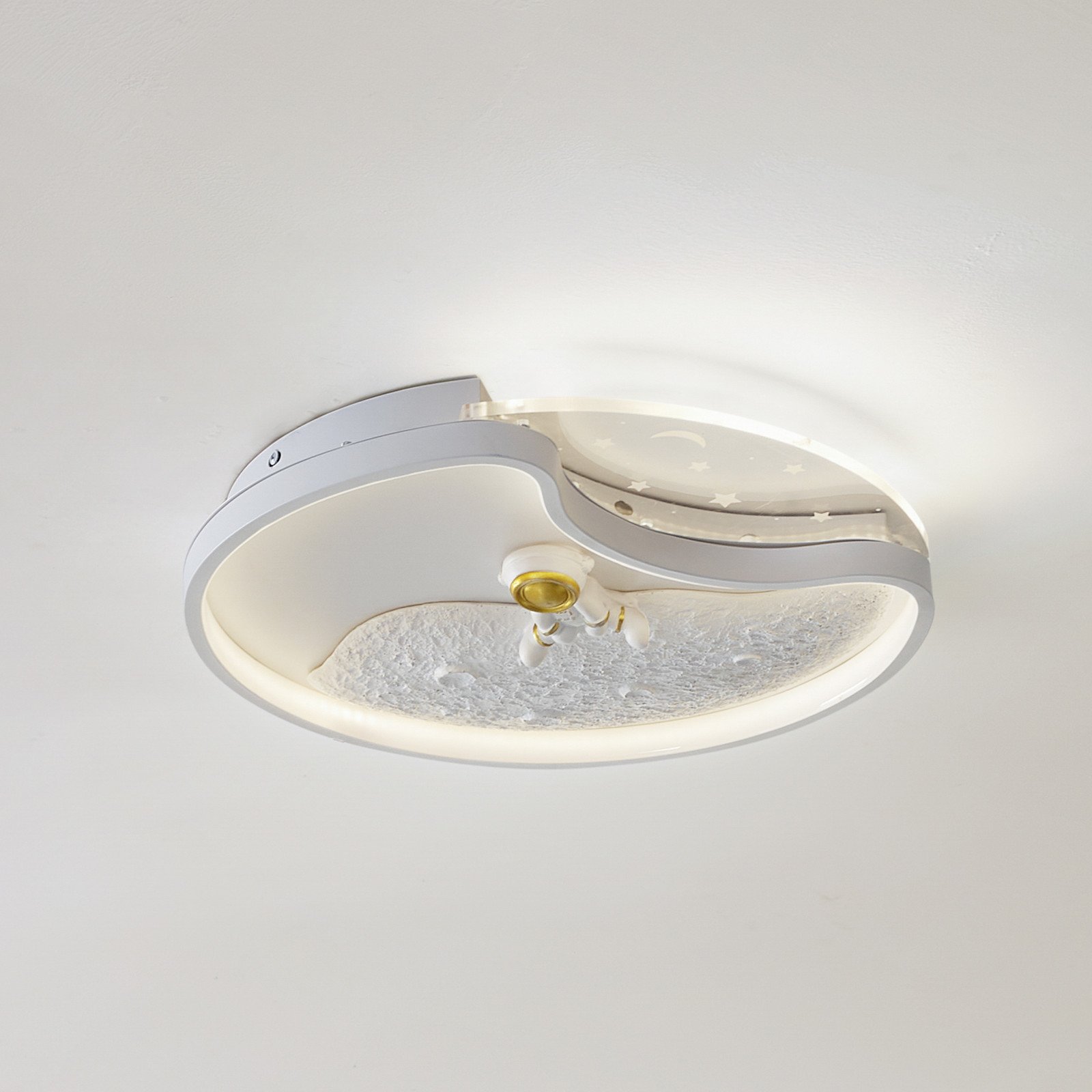 Lindby plafonieră LED Kosmo 40 cm alb metal lună - Camera de zi / sufragerie - Viața tânără - alb transparent - Plastic