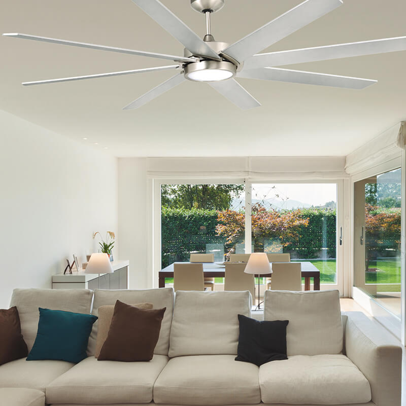 LED ceiling fan Century matt nickel grey