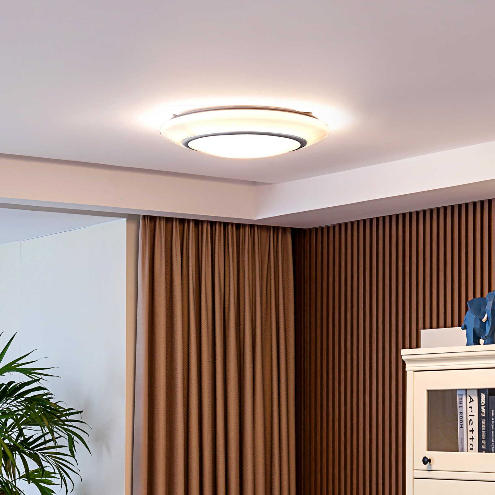 Lindby Felecina plafonieră LED Ø 505 cm RGBW - Camera de zi / sufragerie - modern - alb argintiu - Plastic