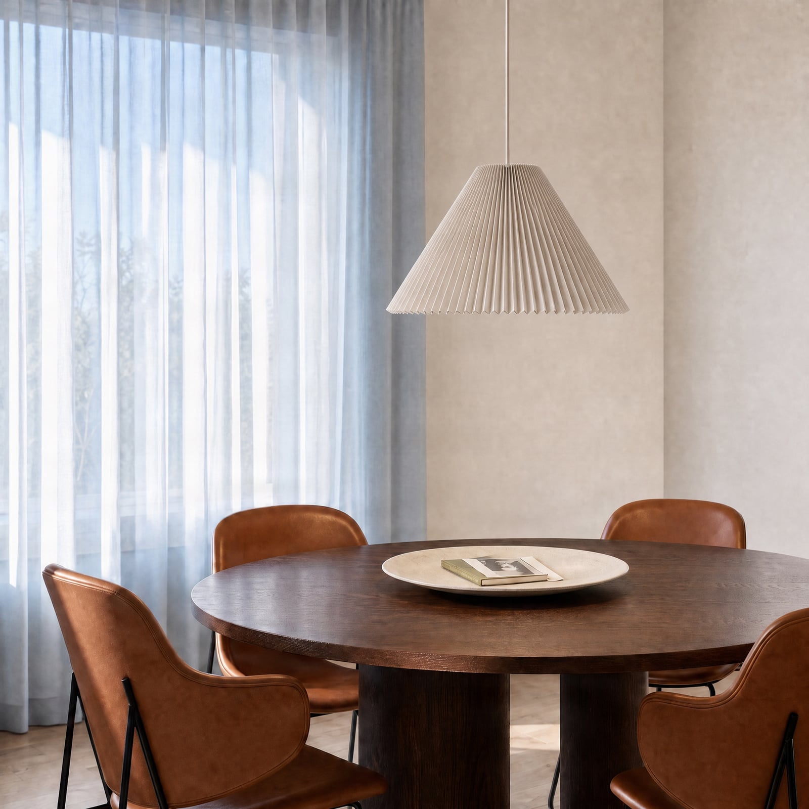 Nola hanglamp Percy, beige, Ø 42 cm, linnen