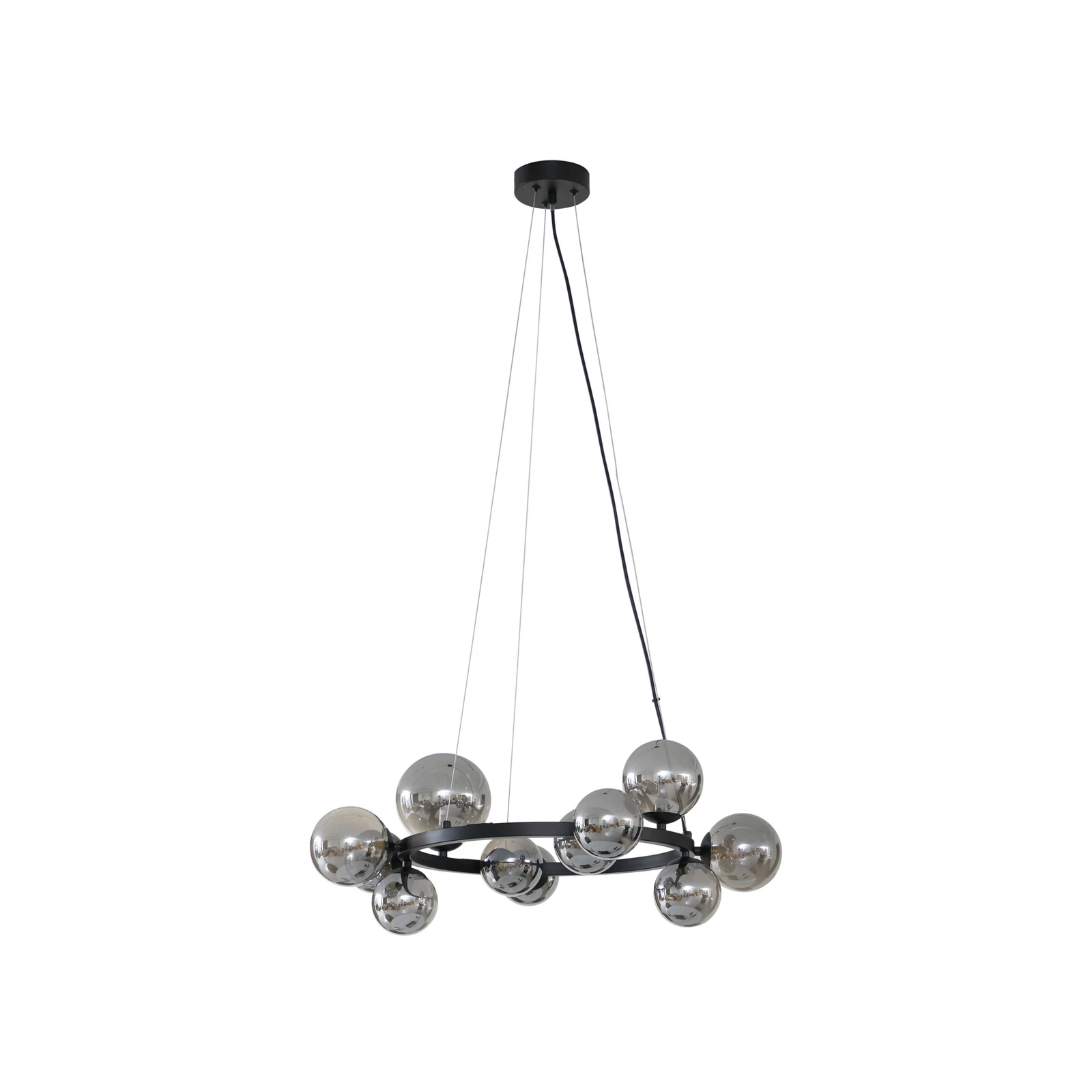 Lucande taklampa Naelen, svart/grå, 64,3 cm, glas, G9