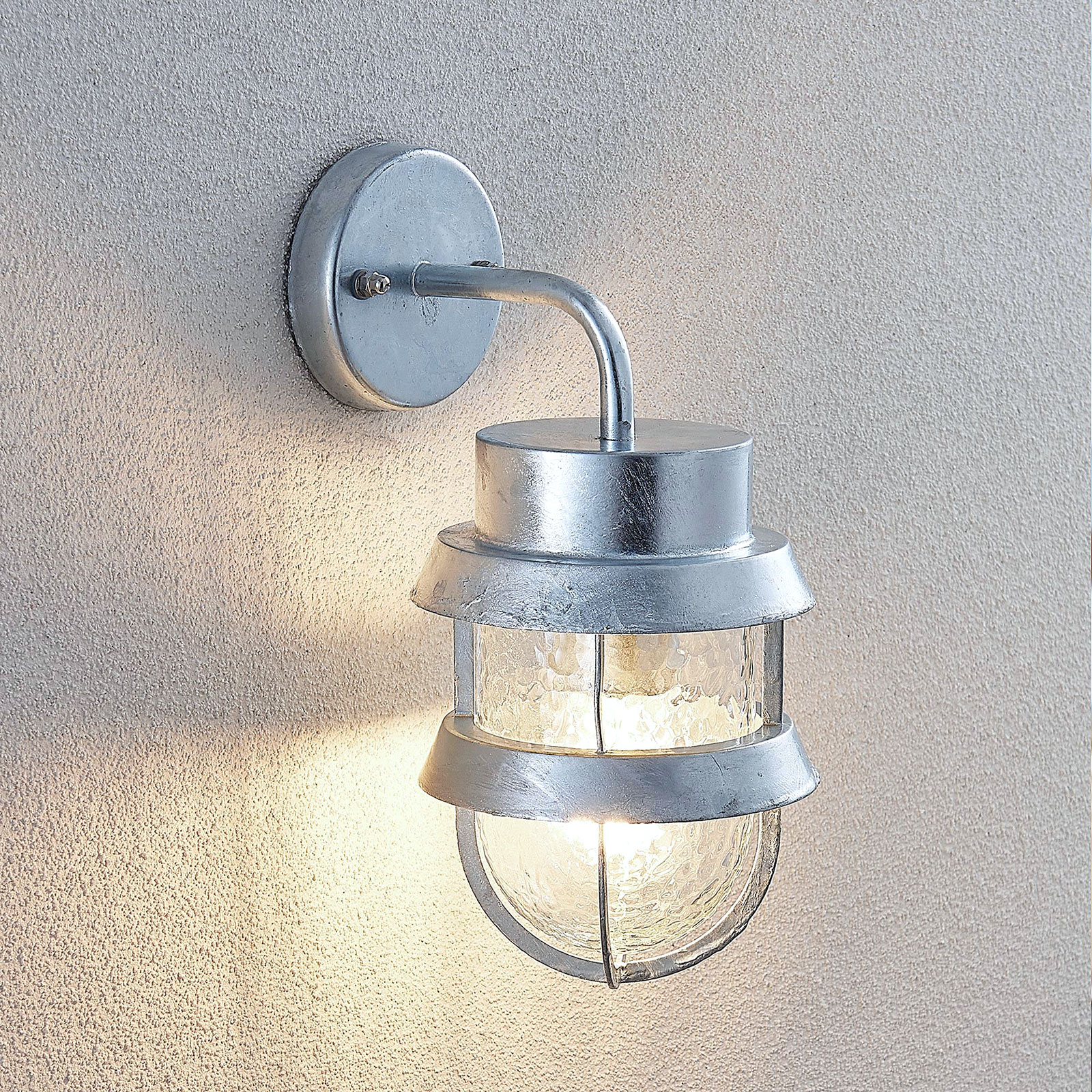 Lindby Alvaro outdoor wall light in silver, steel, aluminium, glass, E27, 60 W, energy efficiency: A++, W: 13.7 cm, H: 28.3 cm