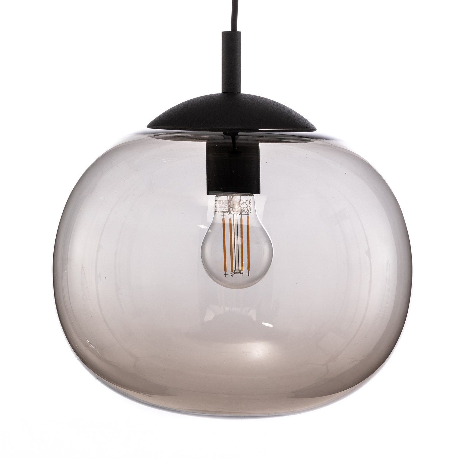 Vibe hanglamp, bruin-transparant glas, Ø 30 cm