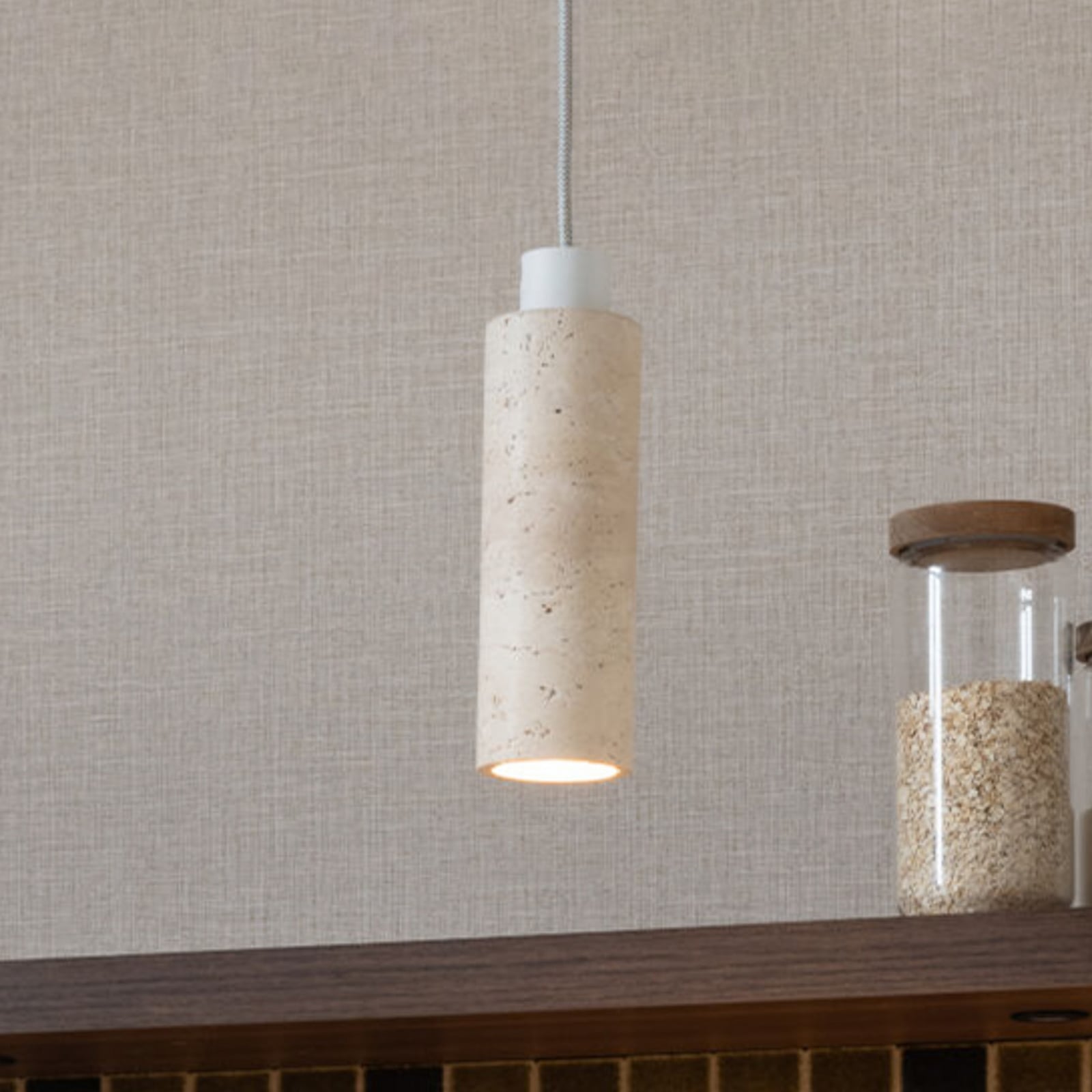 IT'S ABOUT ROMI Tivoli hanging light, white, travertine, GU10