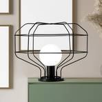 Wire table lamp, black, metal cage, 40 x 33 cm, dimmable