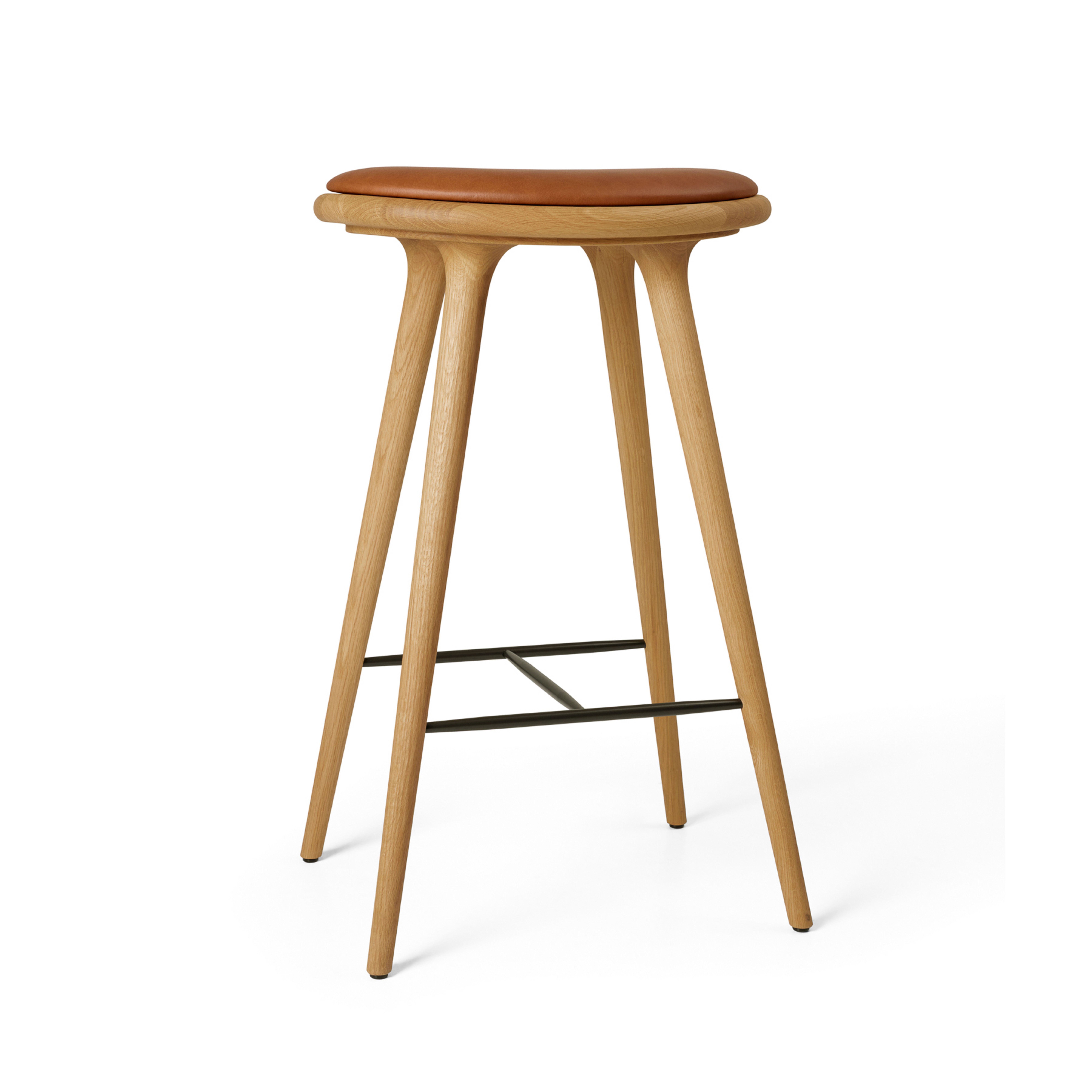 Stol, lysbrun, oljet eik/lær, høyde 74 cm – Mater