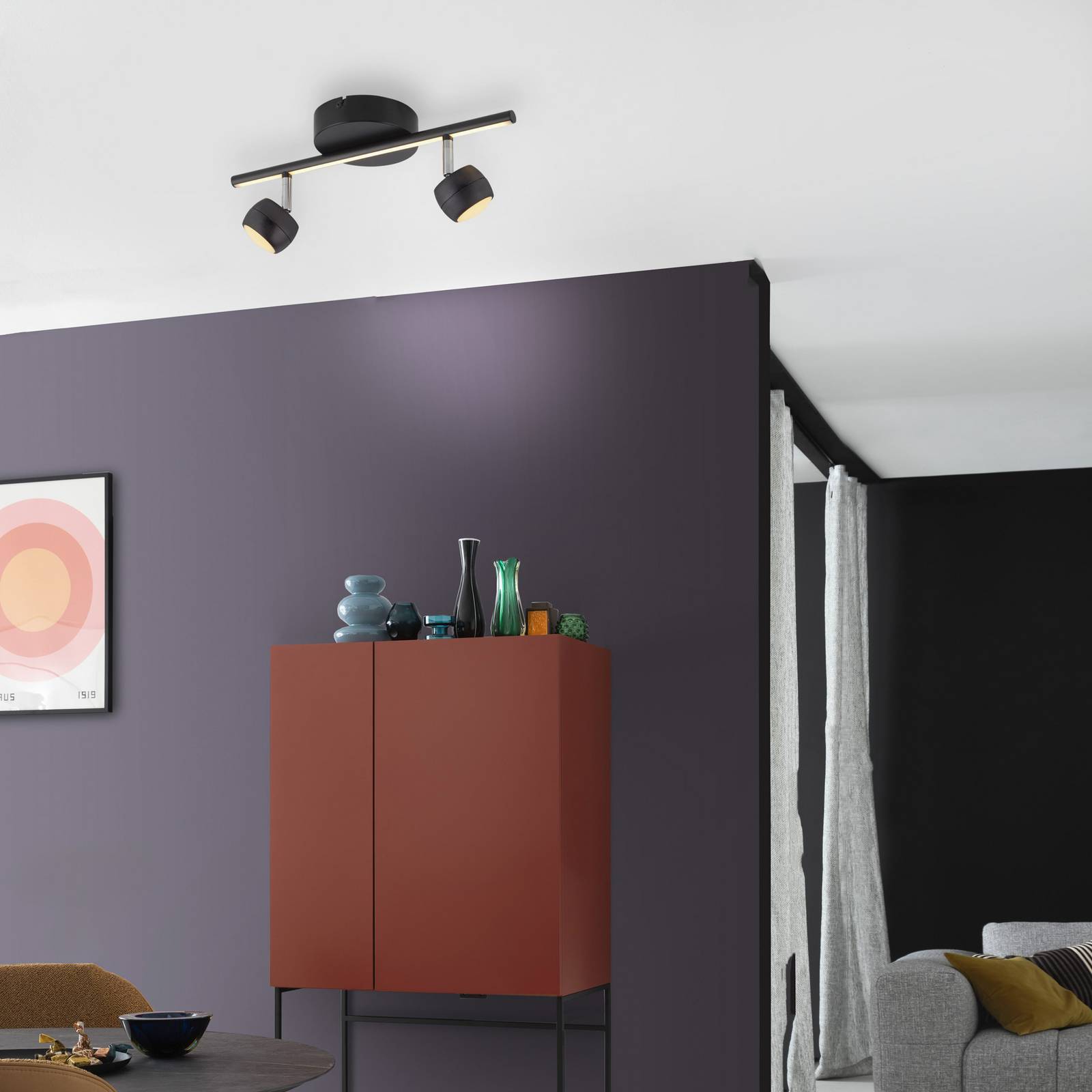 JUST LIGHT. LED-Deckenspot Jarik, 2-fl., schwarz, 3.000 K günstig online kaufen