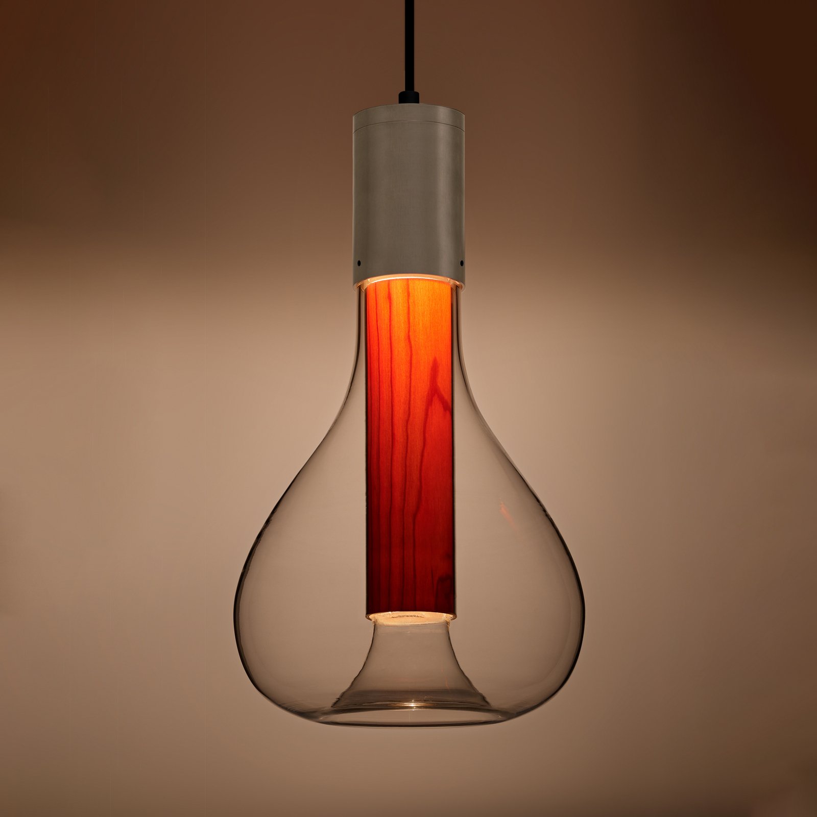 LZF Eris LED pendant lamp, glass, aluminium/cherry