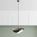 Hängeleuchte Vatoz, 1-flammig, schwarz, Ø 40 cm, Metall/Glas
