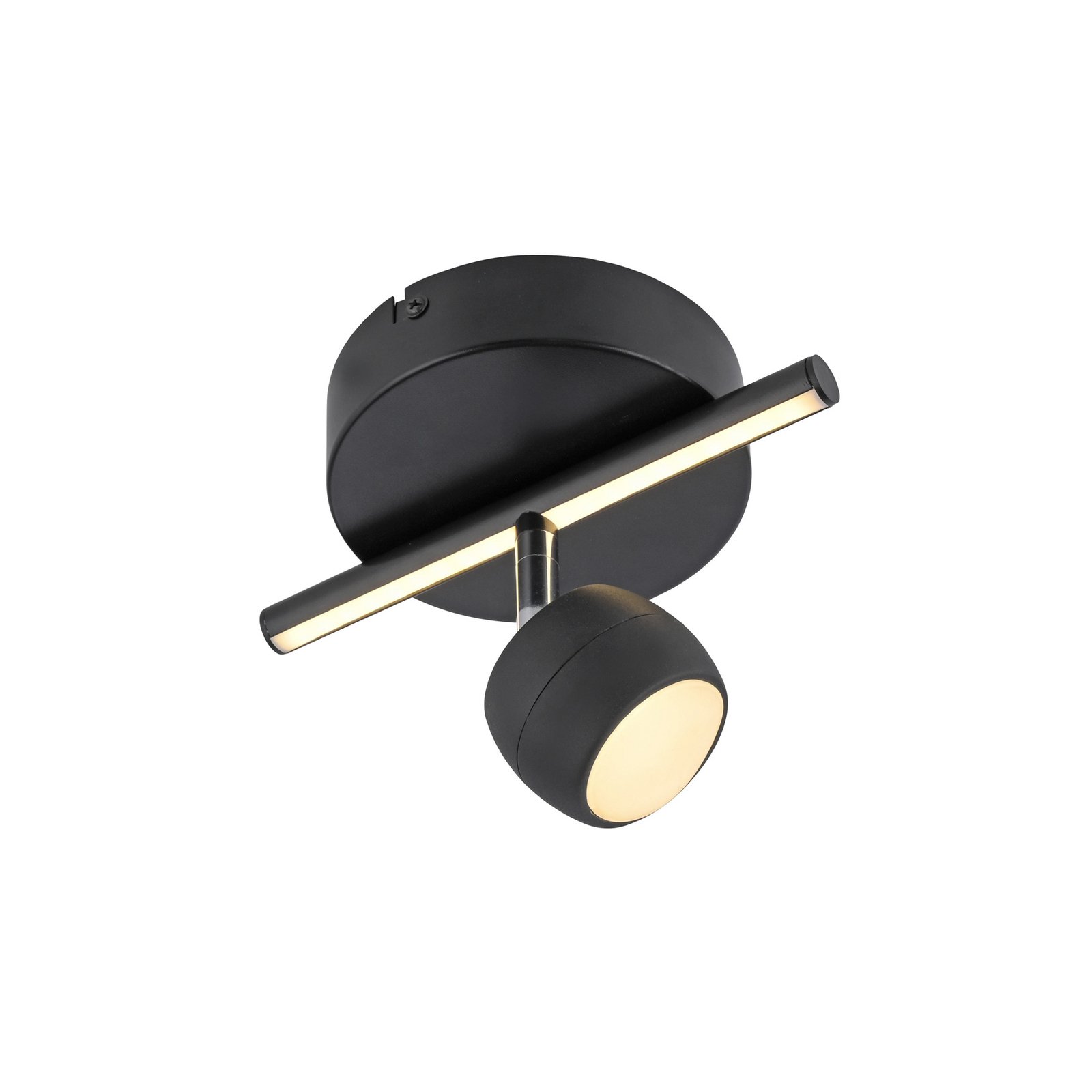 JUST LIGHT. LED-kattospotti Jarik, 1-lamppuinen, musta, 3 000 K