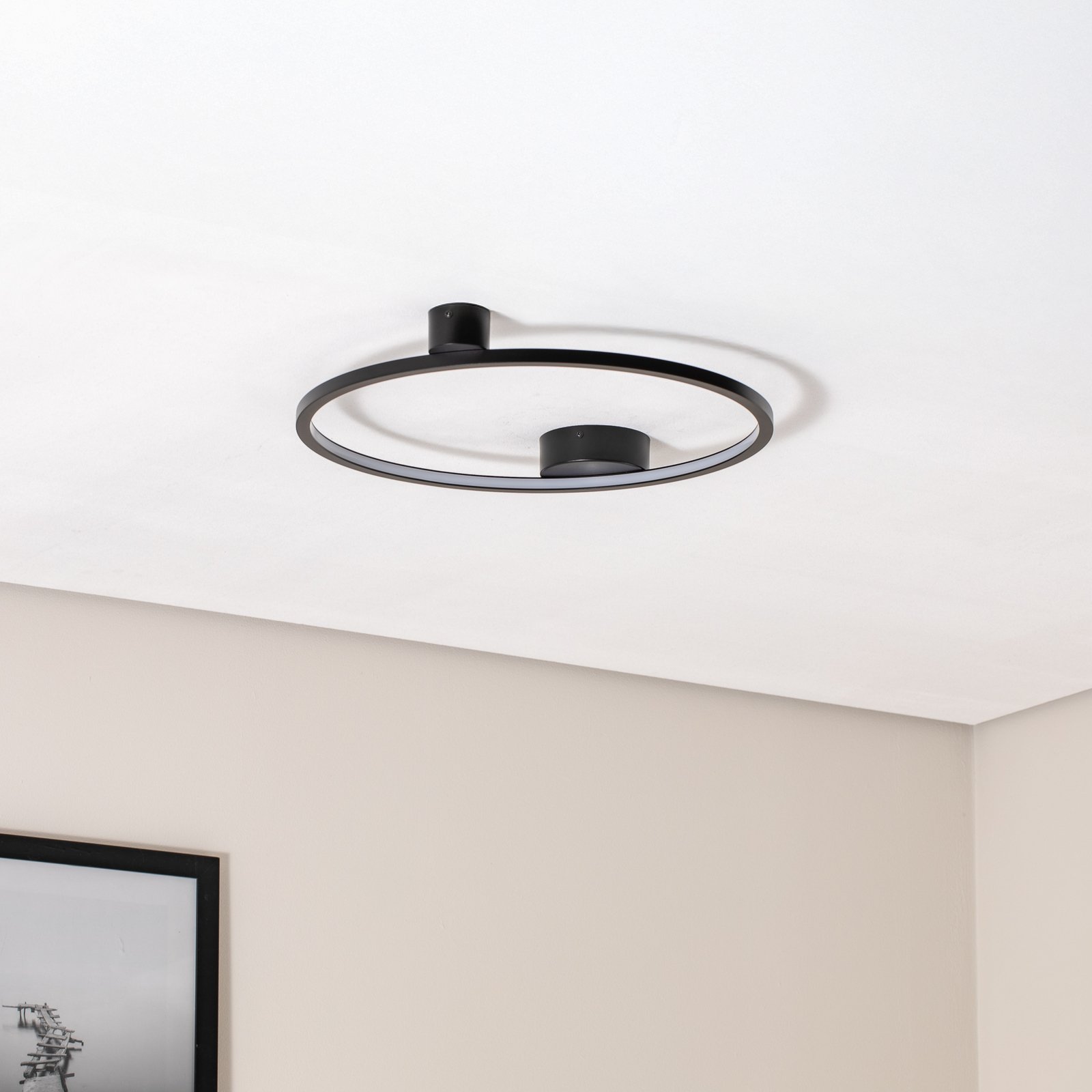 Saturno LED ceiling light, black, Ø 50 cm, metal, 4,000 K